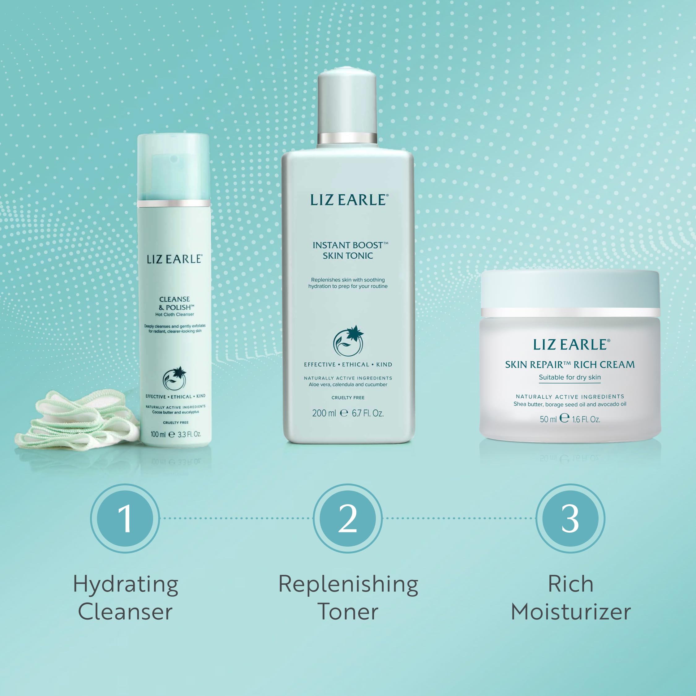 Liz Earle Cleanse & Polish Hot Cloth Face Wash - Gentle Facial Cleanser & Exfoliating Cotton Cloth - Boosts Hydration and Reveals Instant Radiance (100ml) 6