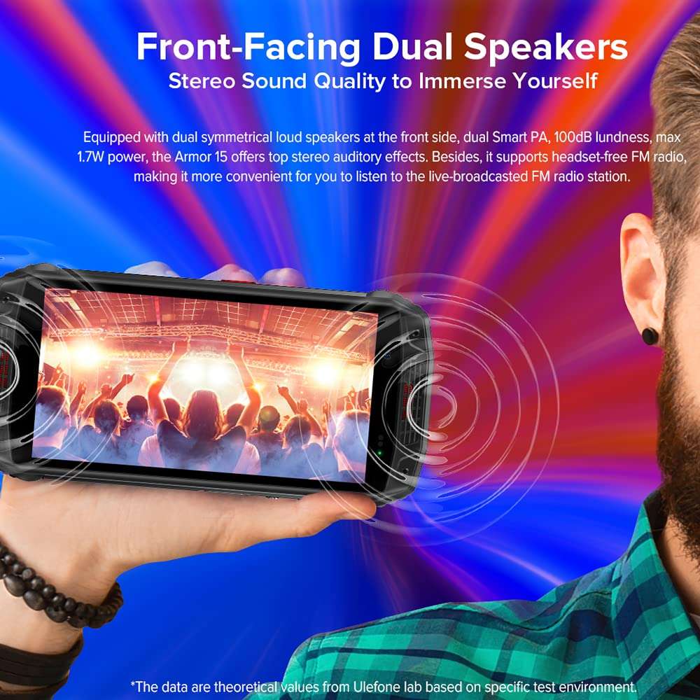 Ulefone Armor 15 Rugged Phone, Android 12 4GB+64GB, 16MP Camera + 8MP Camera, 5.93" HD+ Screen 9600mAh Battery Dual 4G Rugged Phone Support NFC GPS 4