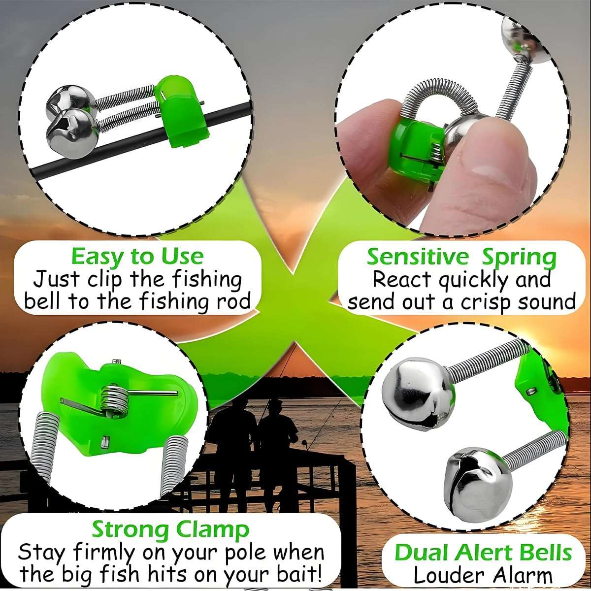 Fishing Bells for Rods - Extra Loud Dual Alert Alarm Clips for Fishing Rods, Types of Fishing (10Pcs) 3