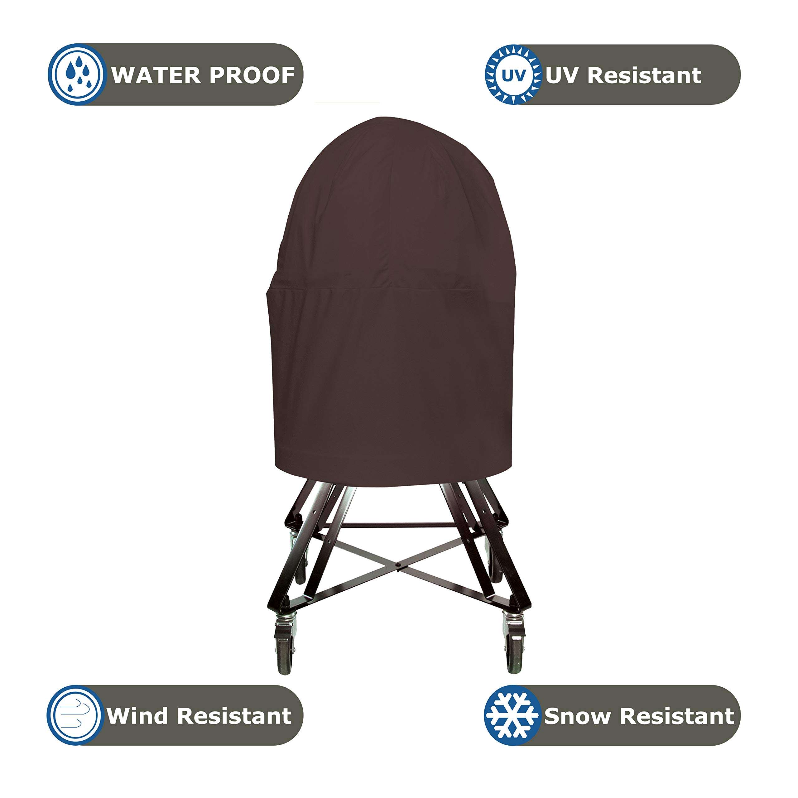 Kamado Grill Outdoor Patio Cover 12 Oz - Waterproof & Weather Resistant Egg Grill Cover - Patio Furniture Covers with Drawstring for Snug fit (22" D x 40" H, Coffee) 4