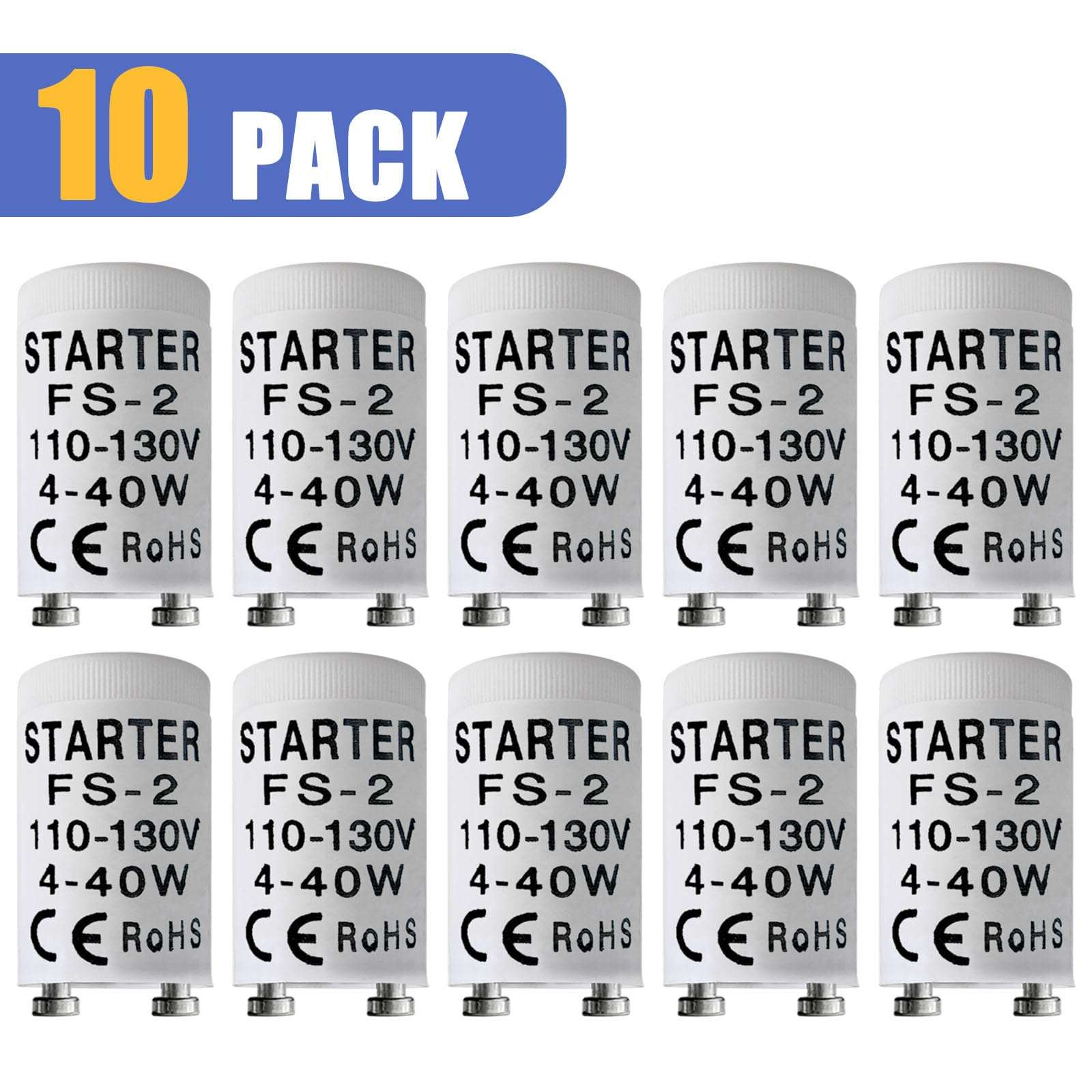 amgolibi Fluorescent Starter for 4-40 Watt lamp, FS-2 S2 FS-5 S5 Preheat Fluorescent Bulb Stater 3