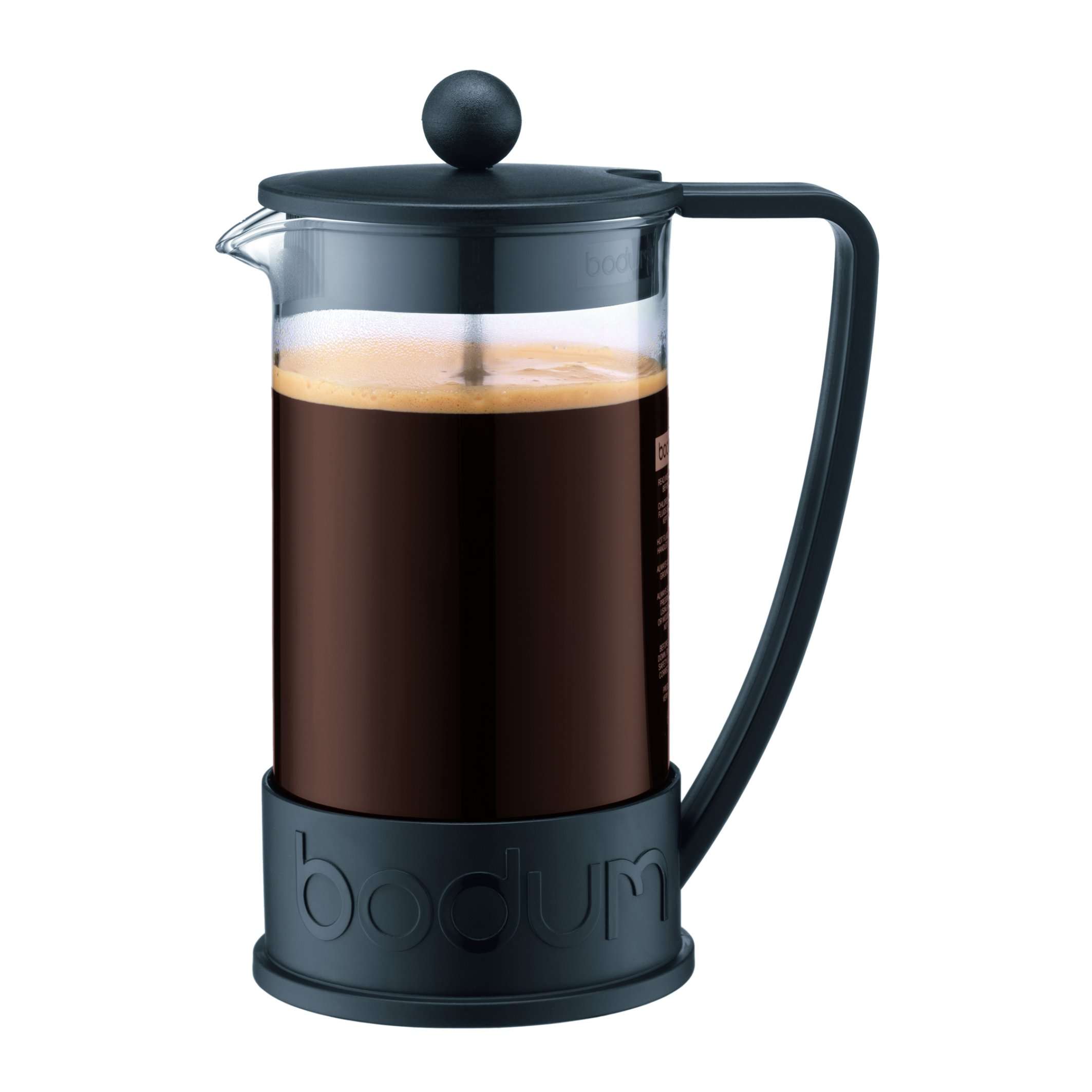 Bodum 34oz Brazil French Press Coffee Maker, High-Heat Borosilicate Glass, Black - Made in Portugal 1