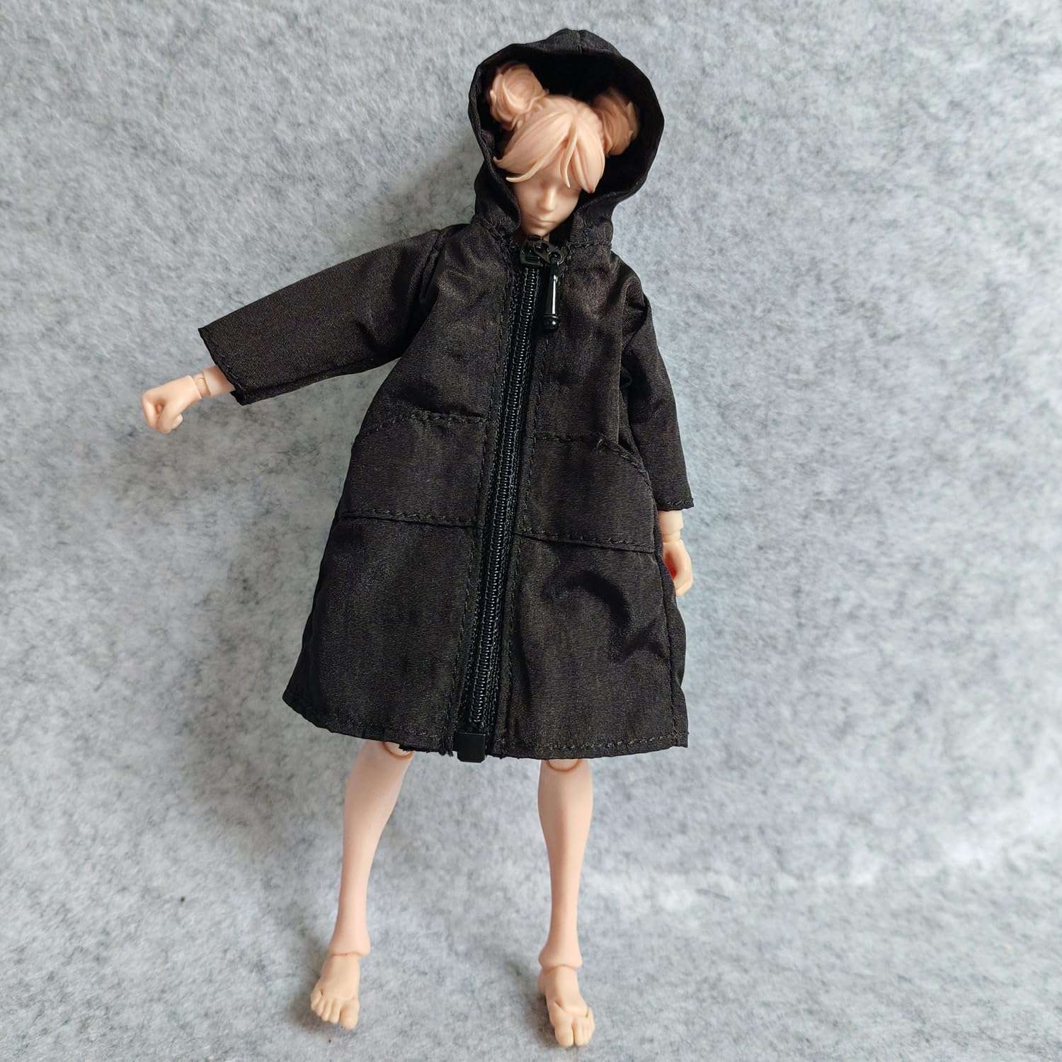 SSbeauty M 1/12 Scale Figure Clothes Long Coat for 1:12 6inch Female Action Figure Doll Clothes (Black) 5