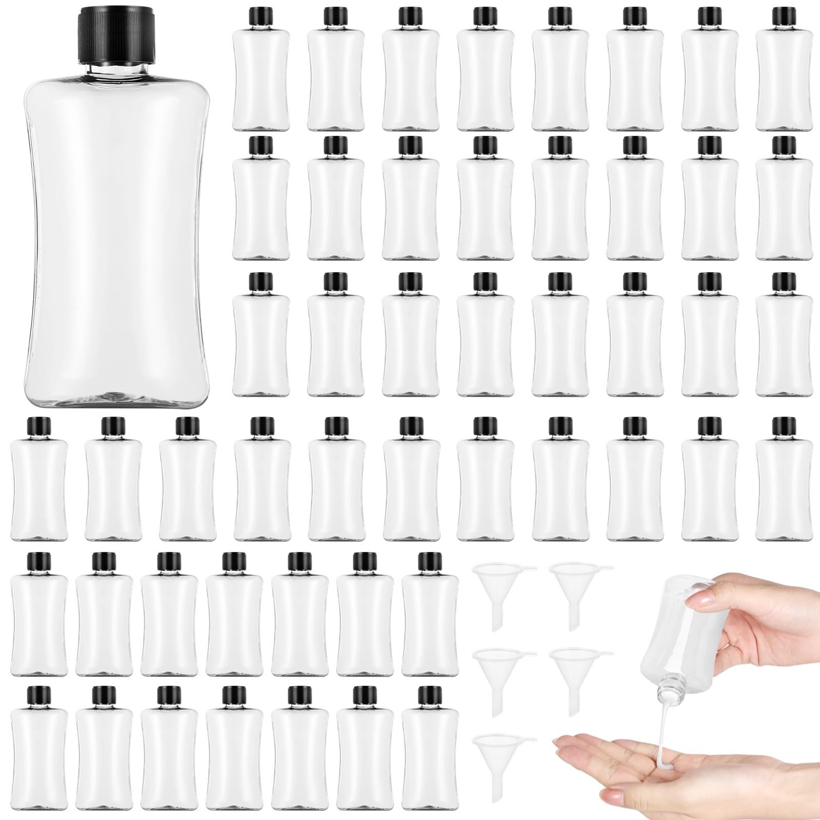 100Ml Clear Plastic Travel Size Containers With Flip Cap, 50 Pcs Leak Proof Squeeze Bottles Refillable Empty Cosmetic Containers Liquid Shampoo For Lotion Portable
