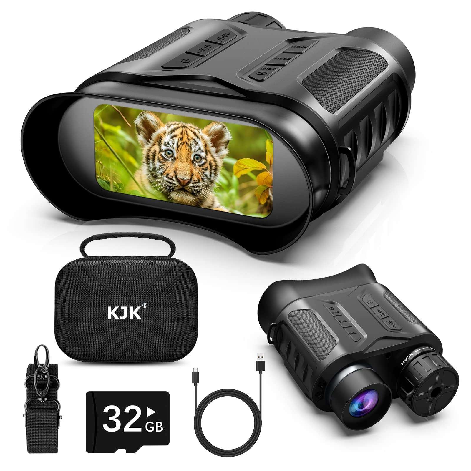 4K Digital Night Vision Goggles Binoculars for Total Darkness, Infrared Digital Night Vision, 32GB Memory Card for Photo and Video Storage, 3'' Large Screen Perfect for Hunting and Farm Monitoring 1