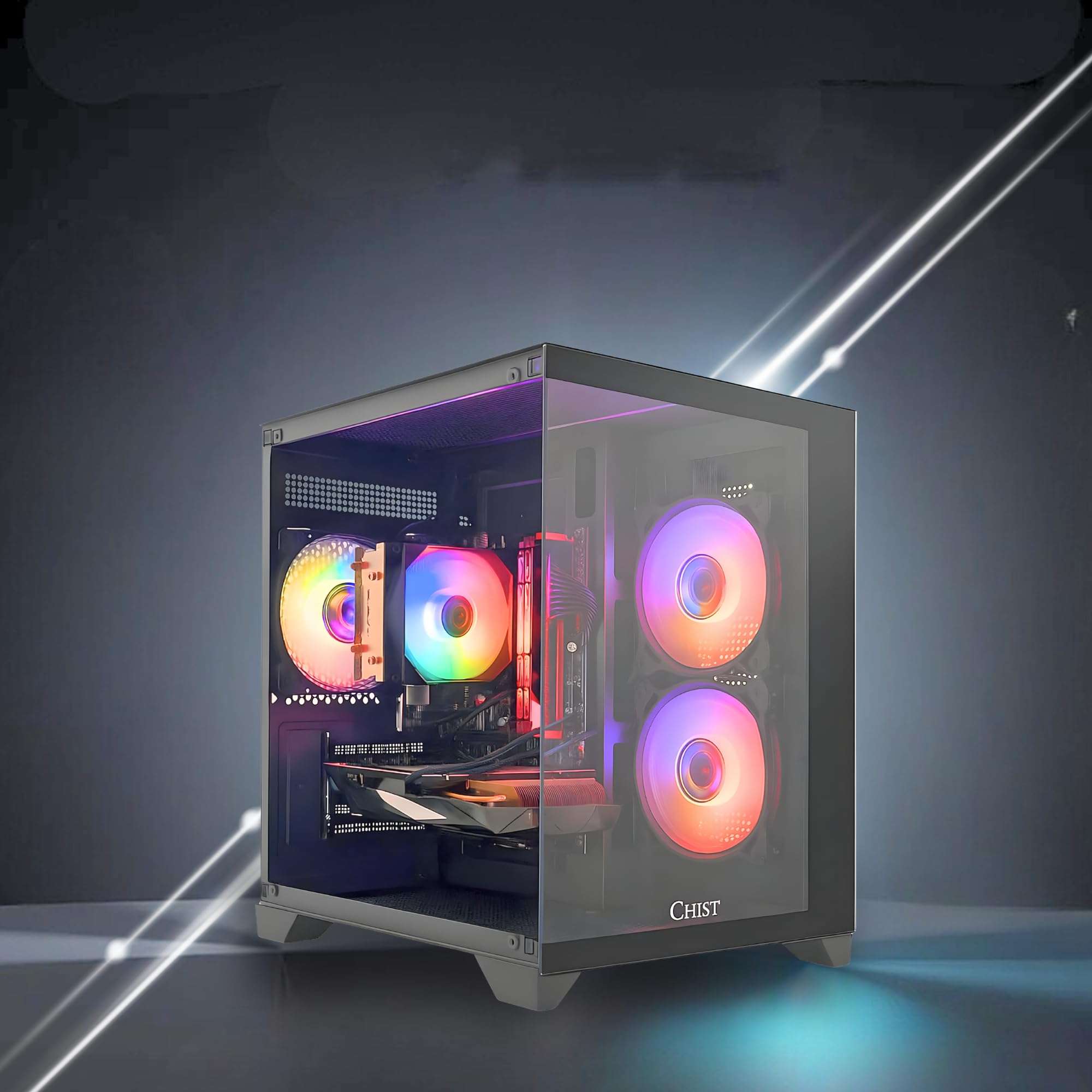 CHIST EliteStation G11 Pc, 11th Gen Core i5-11400F 6 Core 12Threats, 8GB RAM, 512GB NVMe SSD, Wi-Fi Bluetooth Card, Windows 11 Pro, 650 PSU (RTX 3060 12GB) 3