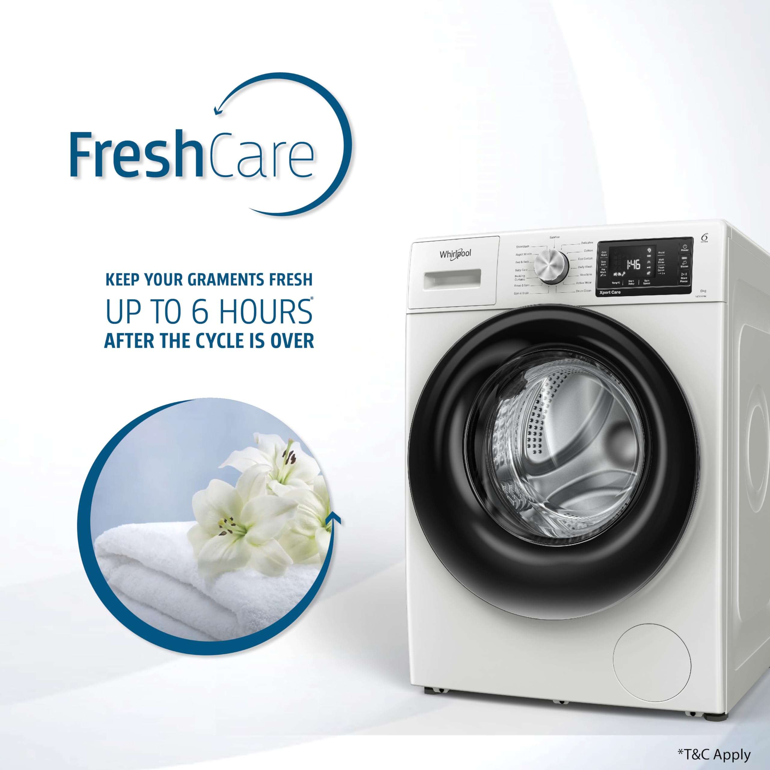 Whirlpool 8 Kg 5 Star Inverter Front Load Fully Automatic Washing Machine with In-Built Heater (XS8014BYW52E, Crystal White, 100+ Tough Stains, Steam Technology, 6th Sense Soft Move, 2024 Model) 6