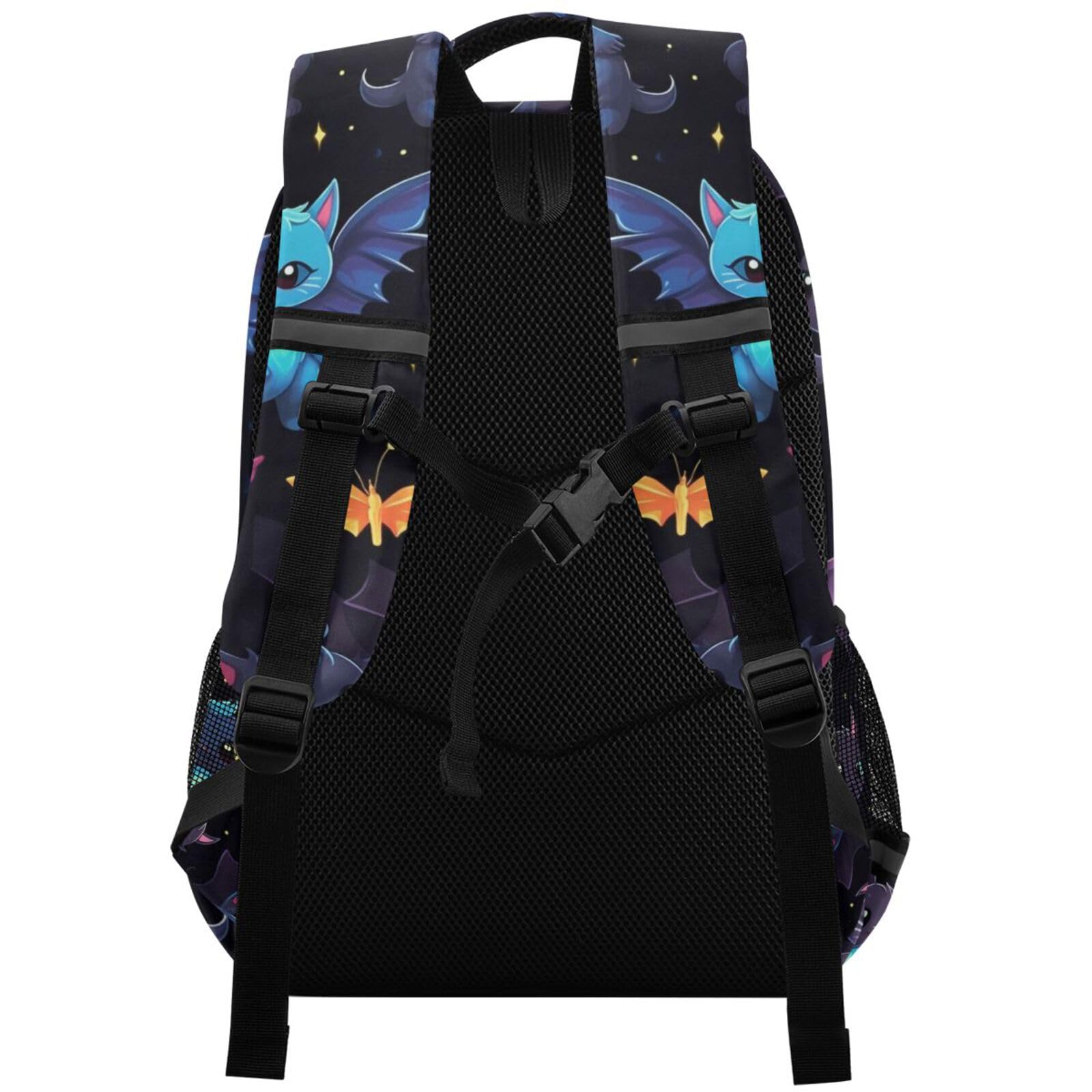 Cat Backpack for Students Boys Girls Blue Pink Cat Bat School Bag Travel Daypack Rucksack 3