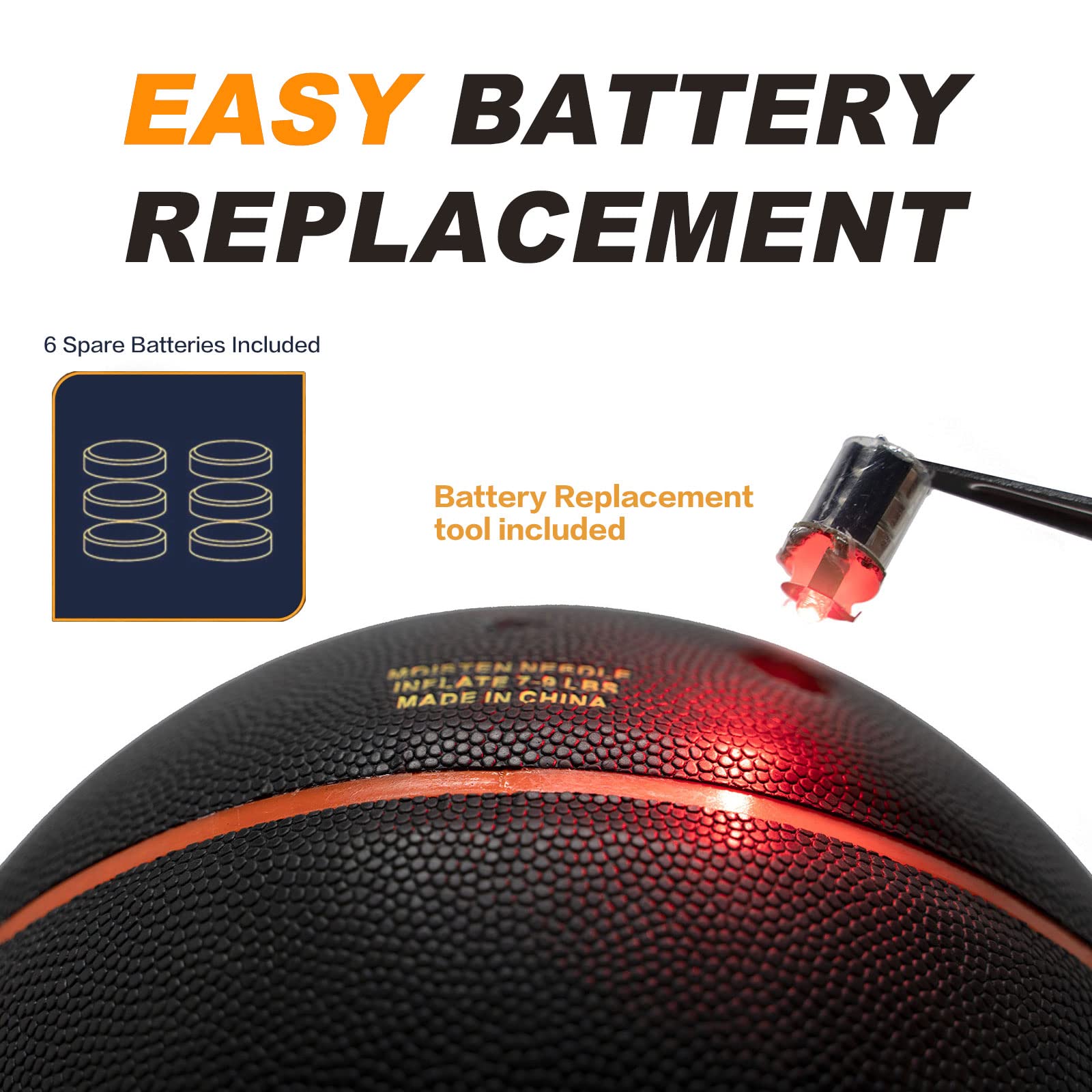 OMOTIYA Glow in The Dark Basketball, LED Light Up Basketball, Night Glowing Ball, Cool Sports Gear 8-12 Year Old, Toy Basketball Gifts Ideas & Games for Age 8, 9, 10, 11, 12, 13+ Kid Teens Boys Girls 3