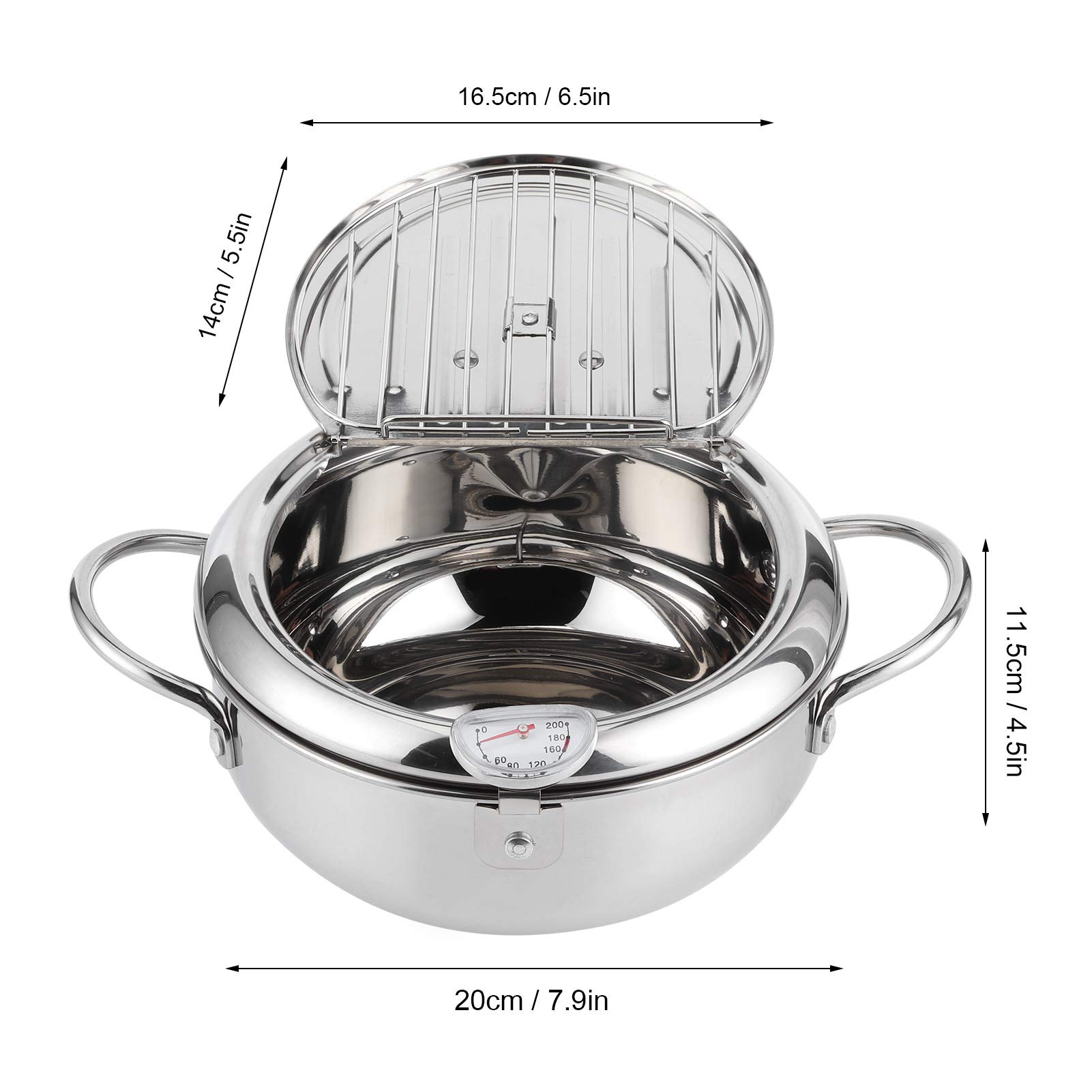 Tempura Fryer, Japanese Style Deep Fryer, Controllable Temperature Pot Lid, Easy to Clean and Store, Suitable for Fried Food(Small 20cm) 6