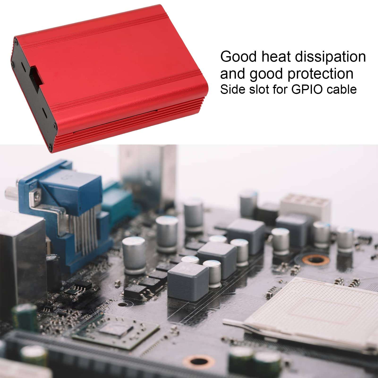 Tbest Single Board Computers,Aluminum Alloy Case Circuit Board Heat Dissipation Protective Enclosure for Raserry PiRed (Red) 6
