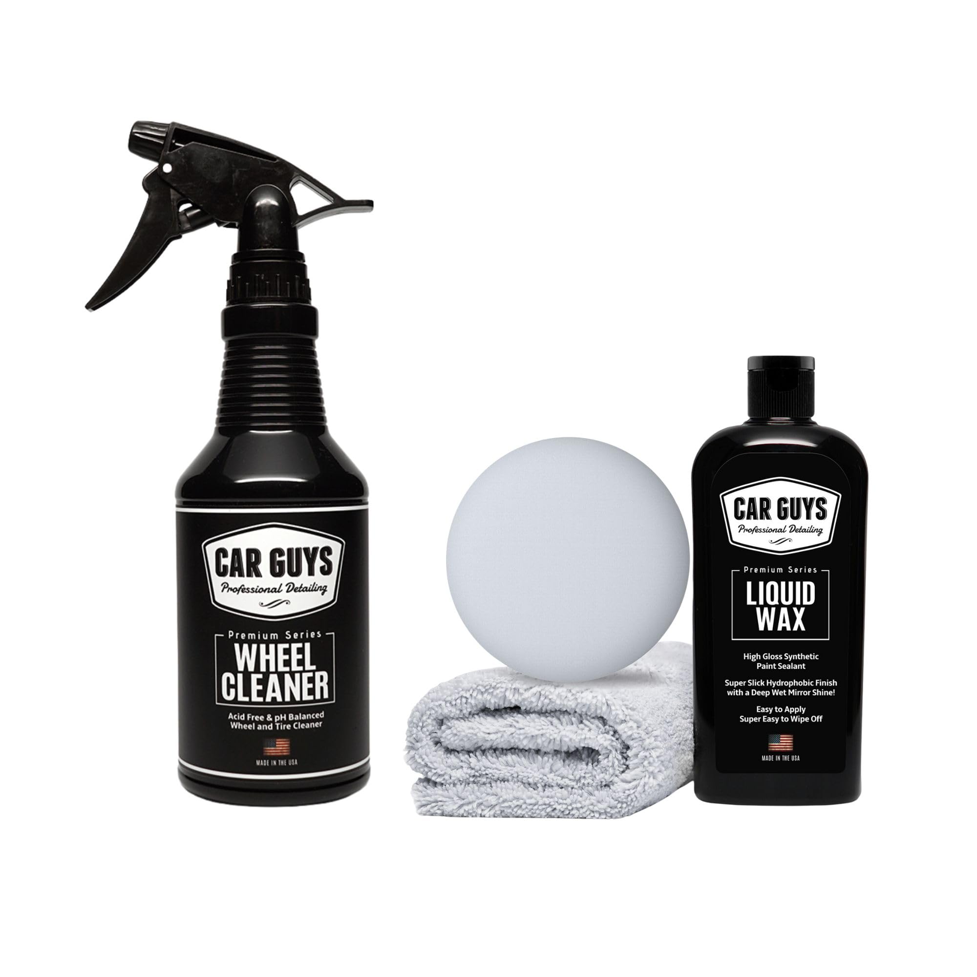 CAR GUYS Car Detailing Kit | Wheel Cleaner 18 Oz & Liquid Wax 8 Oz 1