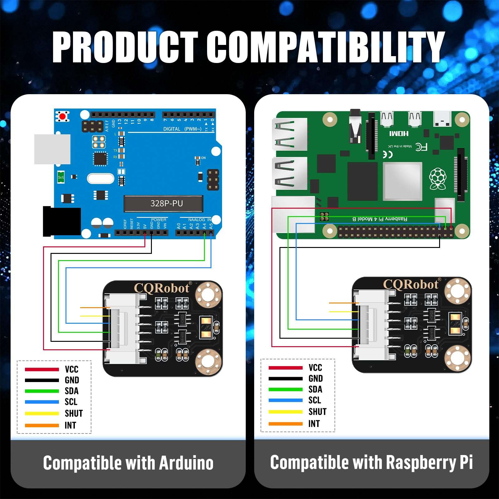 CQRobot VL53L1X Time-of-Flight (ToF) Long Distance Ranging Sensor, Compatible with Raspberry Pi/Arduino/STM32 Board, I2C Interface. for Mobile Robot, UAV, Detection Mode, Camera, Smart Home. 4