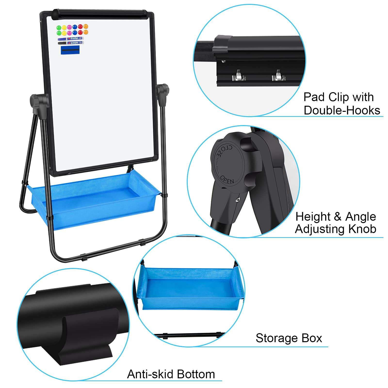 Magnetic Whiteboard with Stand - Double Sided 40"x28" Portable U Stand Easel Whiteboard, Height Adjustable & 360° Rotating Dry Erase Boards for Classroom, Home, Restaurant & Presentation 4