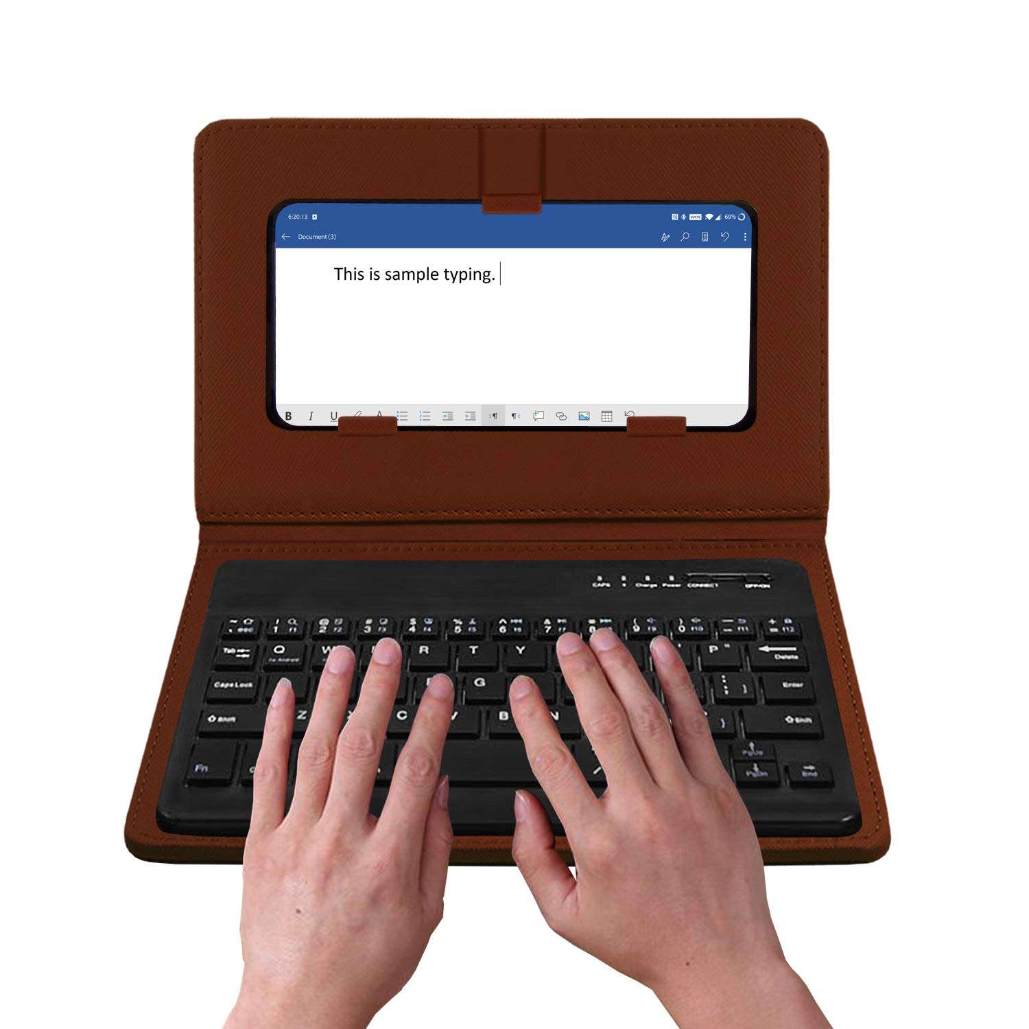 Acm Wireless Bluetooth Keyboard Case Compatible with Celkon Millennium Epic Q550 Mobile Flip Cover Stand Study Gaming Brown 3