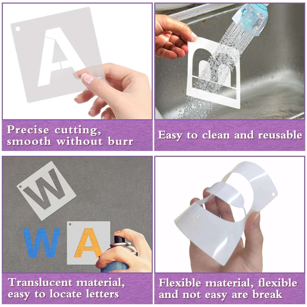 Alphabet and Number Stencils Set,Letter and Number Stencils for Painting on Wood,Reusable Font Templates for Home Craft Decor, Scrabble Letters Wall Decor，DIY Projects Art and Craft(36pcs) 3