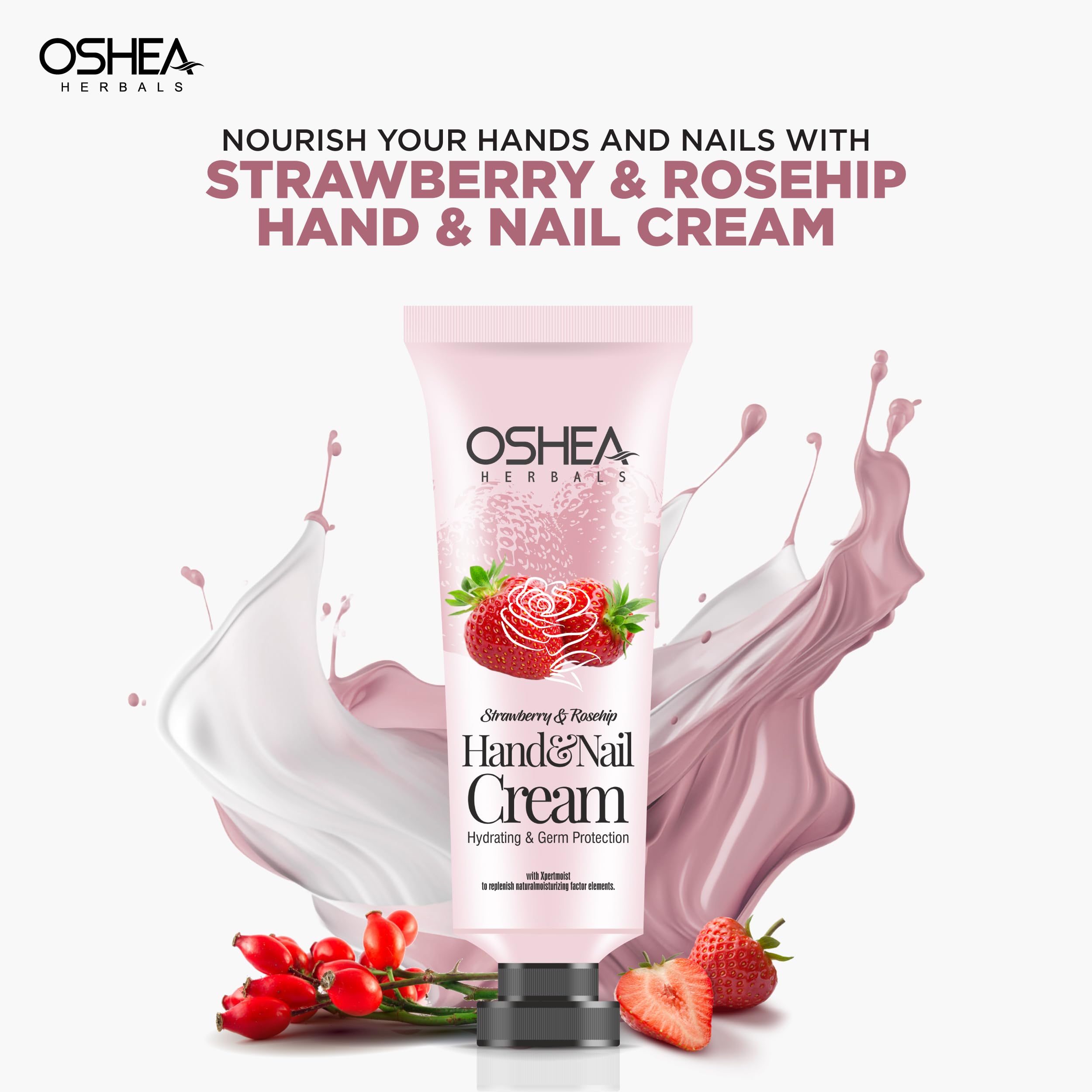Oshea Herbals Strawberry & Rose Hip Hand & Nail Cream for Men & Women | Super Hydrating with Germ Protection | Enriched with Sheabutter, Vitamin E & Neem Extract 30 ml 5