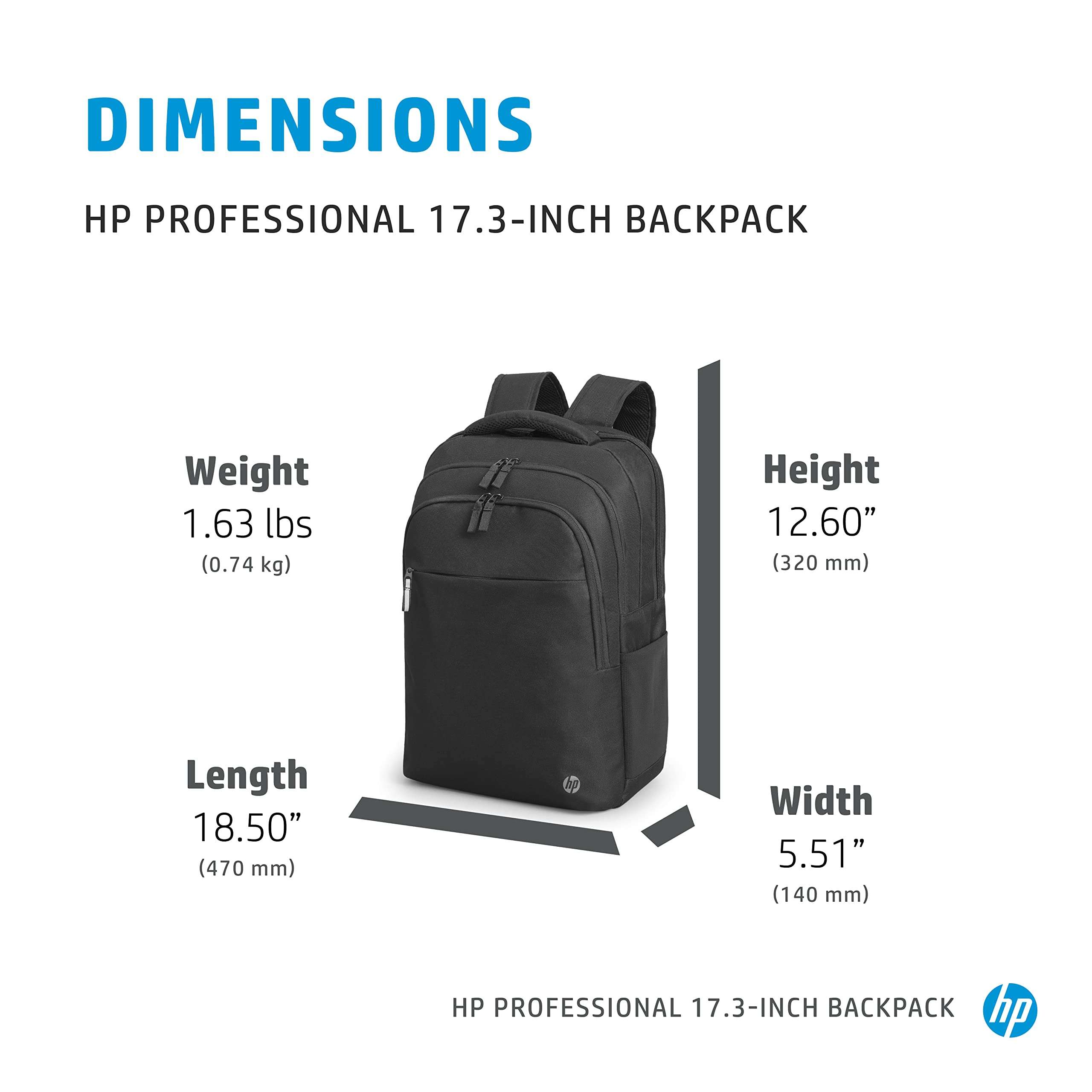 hp Professional, Black, 18.5 in x 5.51 in x 12.6 in 6