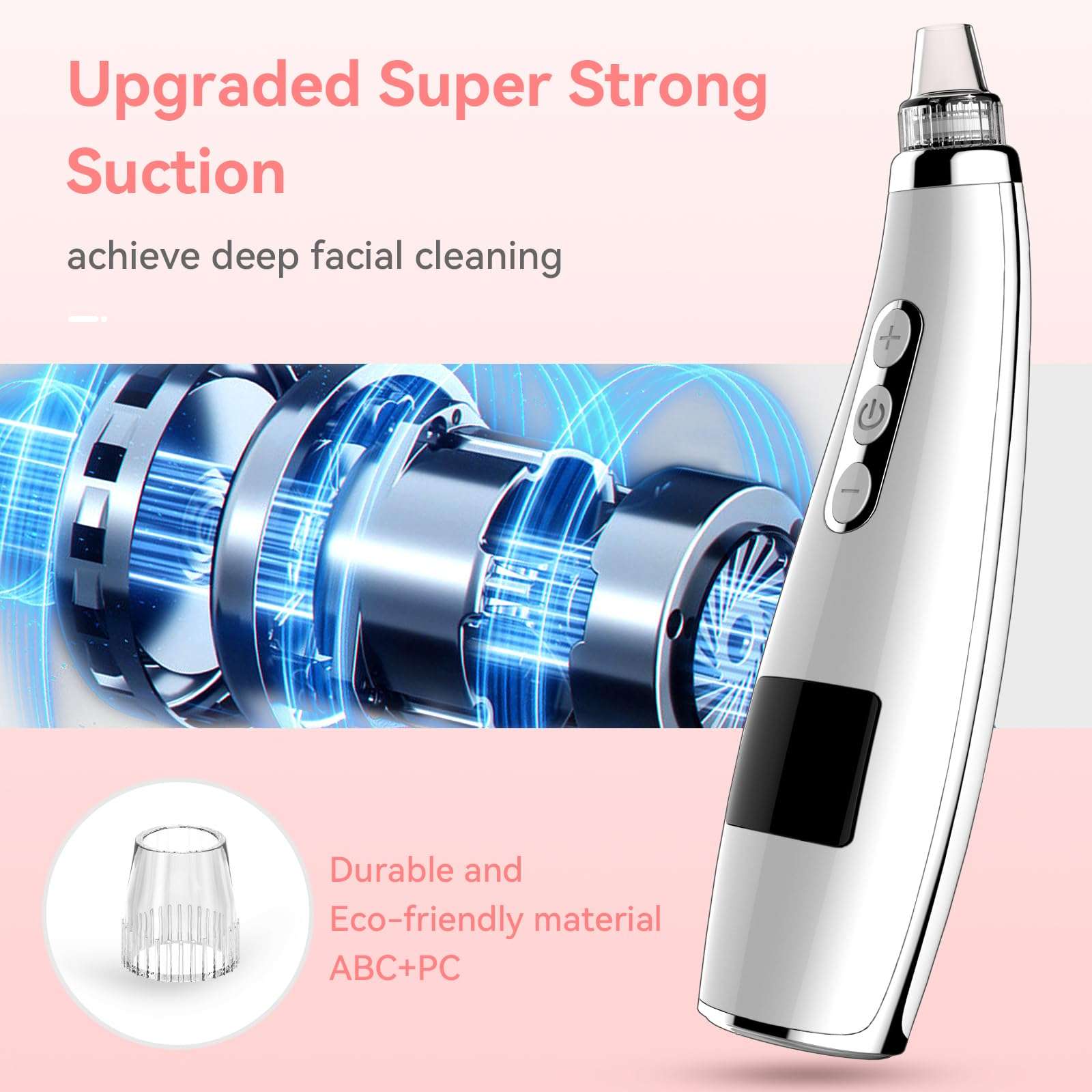 Blackhead Remover Pore Vacuum Upgraded Facial Pore Cleaner Electric Comedone Whitehead Extractor Tool-5 Suction Power,5 Probes,USB Rechargeable Blackhead Vacuum Kit for Women & Men 3