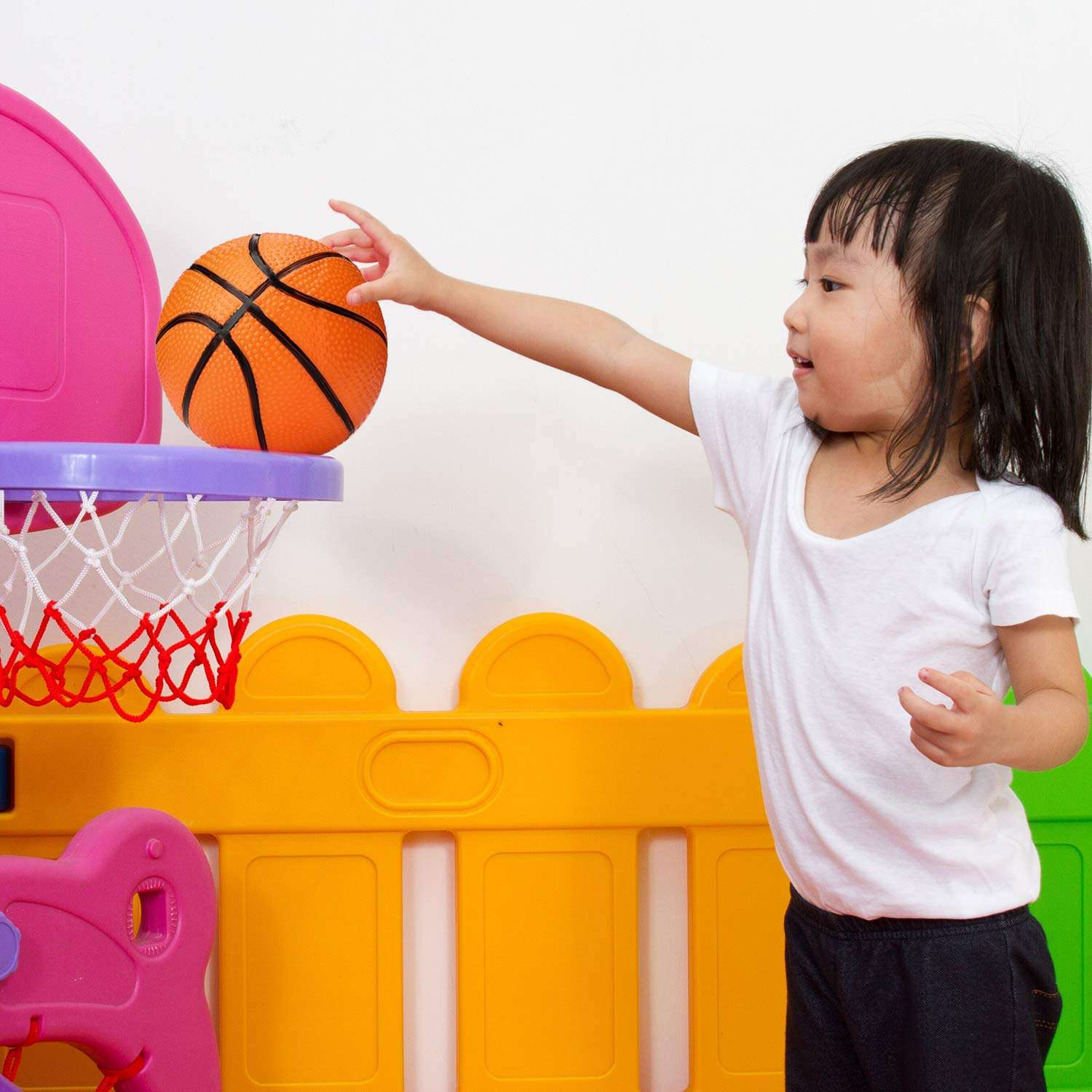 Gejoy 3 Packs 7 Inch Mini Inflatable Basketballs Plastic Replacement Basketballs Mini Toy for Teens Adults Indoor/Outdoor Sports Beach Pool Game Party Supplies 5