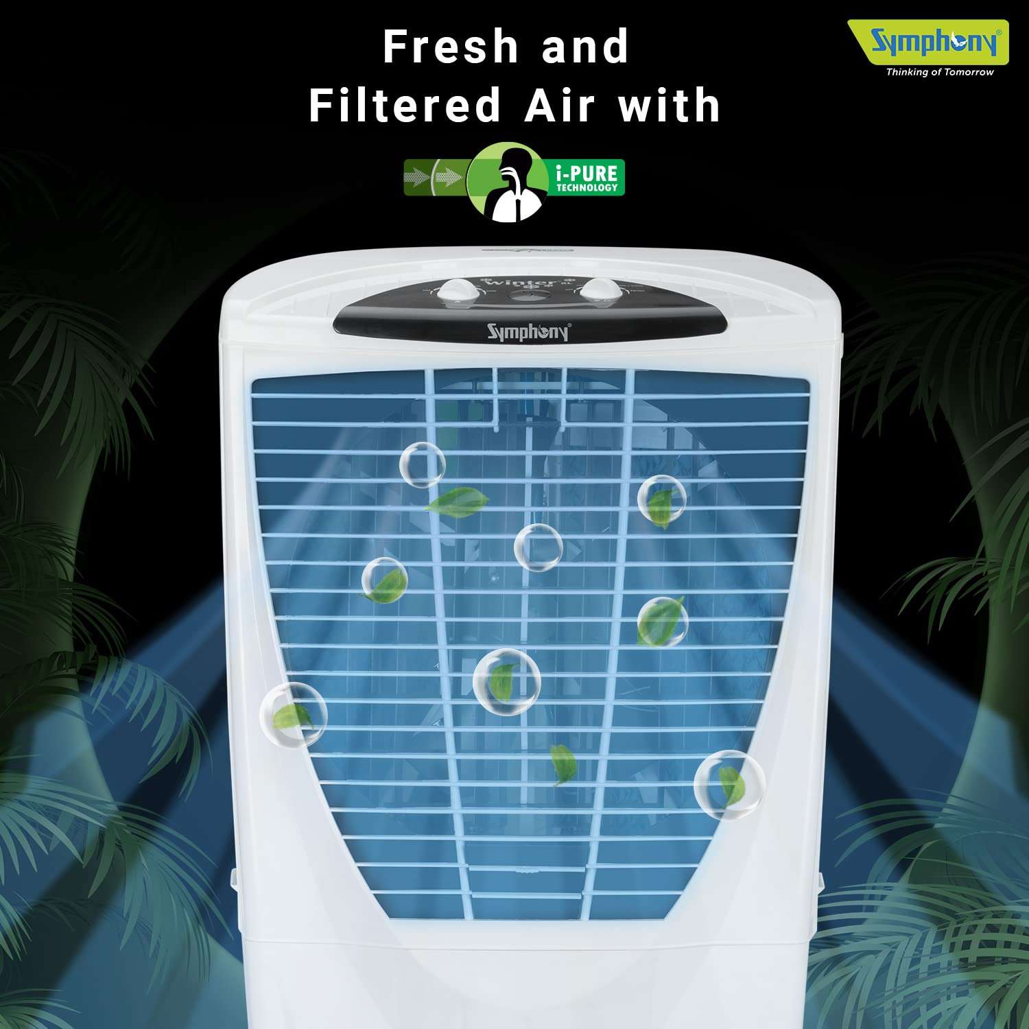 Symphony Winter 80XL+ Desert Air Cooler for Home with 4-Side Honeycomb Pads, Powerful +Air Fan, i-Pure Technology and Whisper-Quiet Performance (80L, White) 5