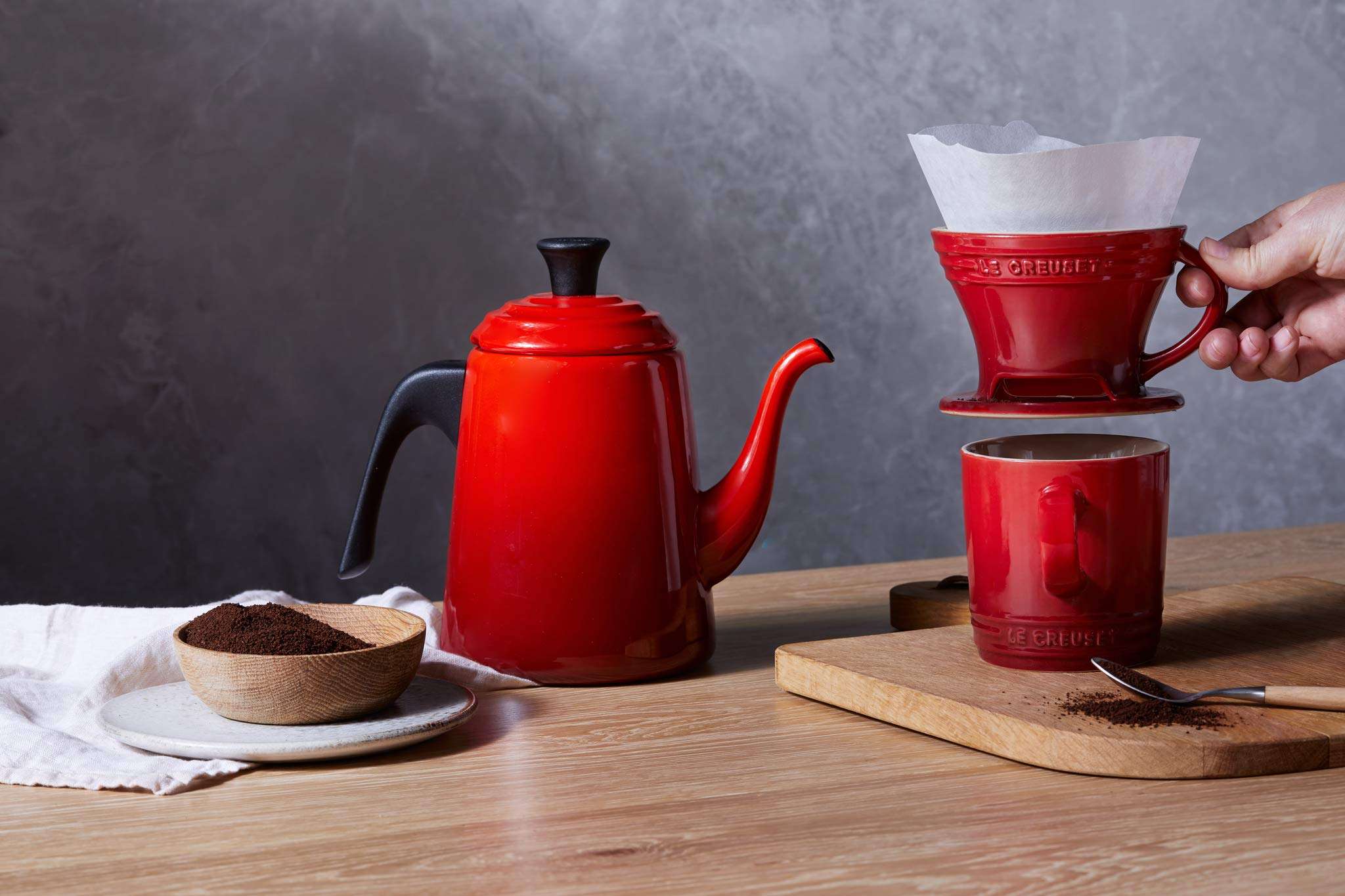 Le Creuset Stoneware Pour Over Coffee Cone, 3.25", Cerise 6