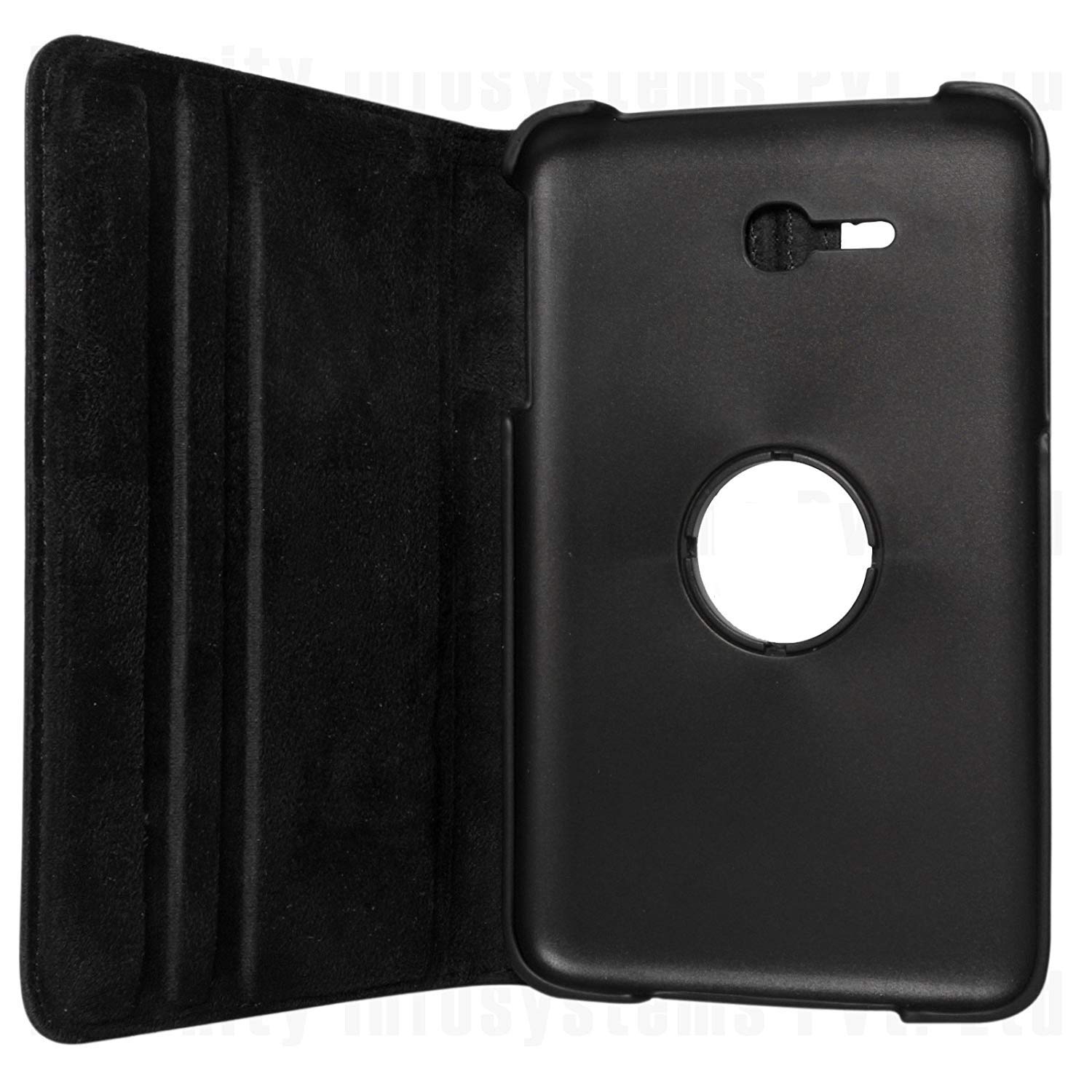 Bai and kaka® 360° Degree Rotating Multi Angle PU Leather Screen Protective Smart Book Flip Carry Case Cover for Samsung Tab 3 Lite, Tab 3 Neo Black 2