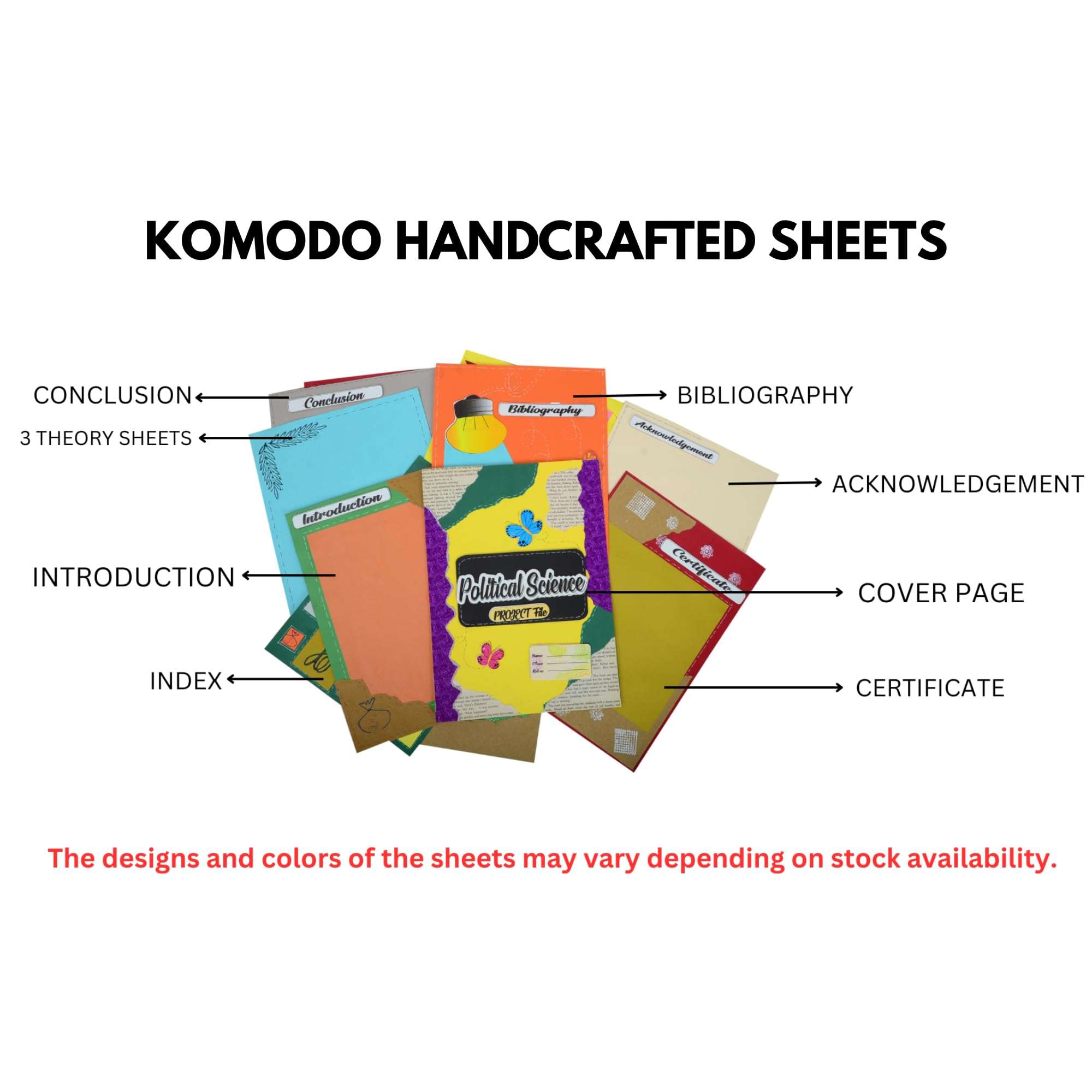 Komodo HANCRAFTED Sheets/Combo Pack/ENG + POL SCI + History / A4 Size Sheets 5