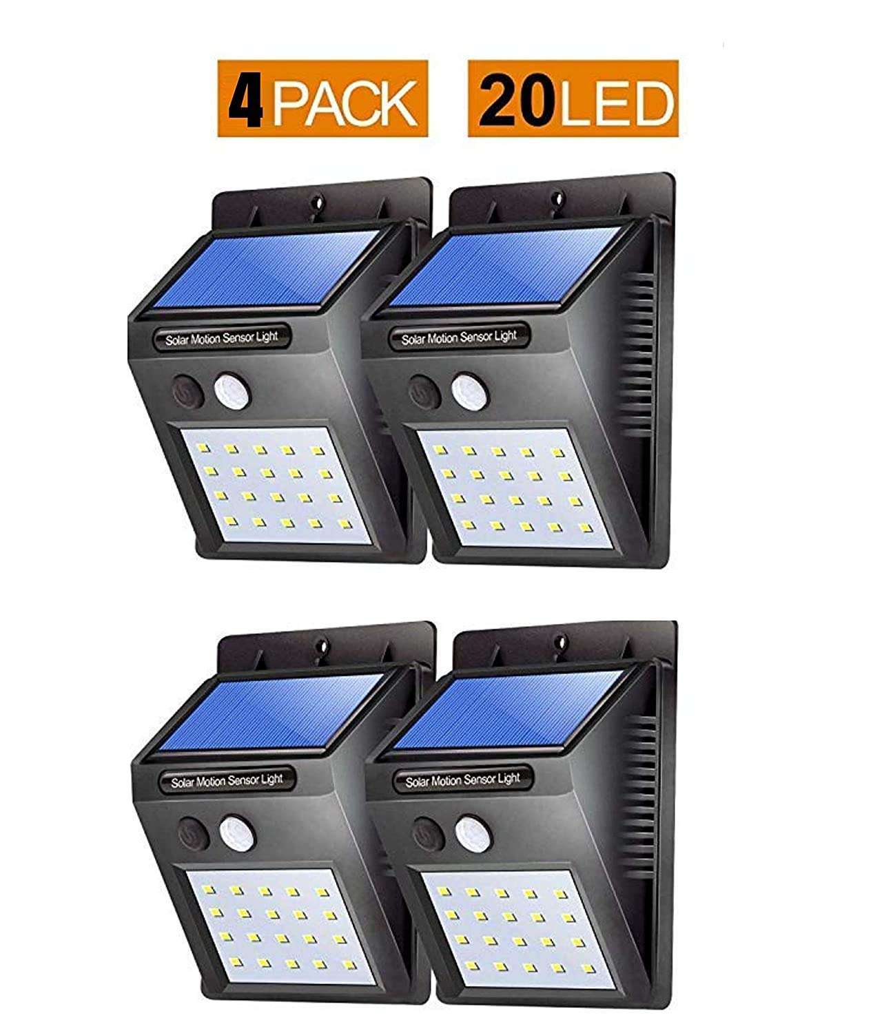 FOZZBEE 20 LED Solar Wall Lamp Outdoor Waterproof Motion Sensor Lights Garden Yard Garage Led Energy Saving Solar Light Motion Sensor Light (Pack of 4) 3