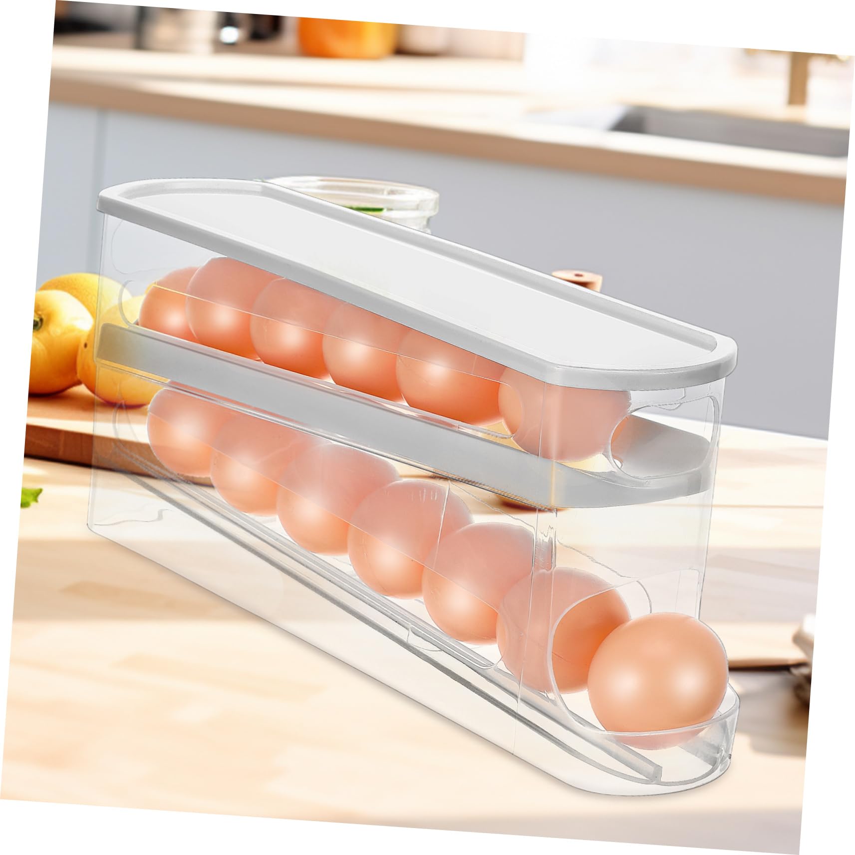 AUTSUPPL Egg Rack Carrier Organizer Keeper Holders Chicken Space Stackable Fridge Refrigerator Tier Egg Storage for Kitchen Egg Holder Racks Labels Dispenser Large Save Shape White Pp 5