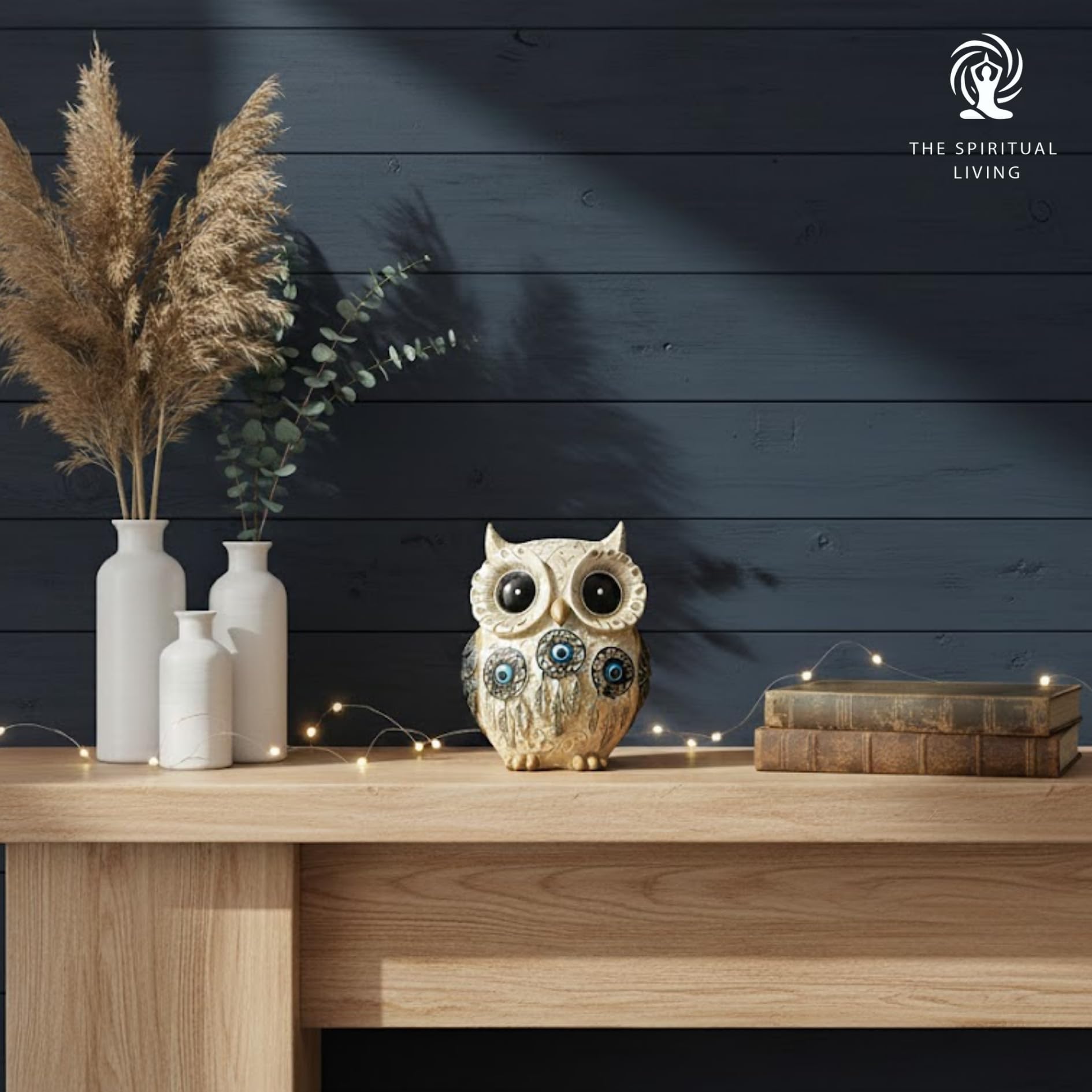 The Spiritual Living Owl Statue for Good Luck II Aesthetic Resin Owl Art Figure Showpiece II 3.5 Inch II Feng Shui & Vastu II Evil Eye II Showpiece for Home Decor II II (4 INCH, 1) 5