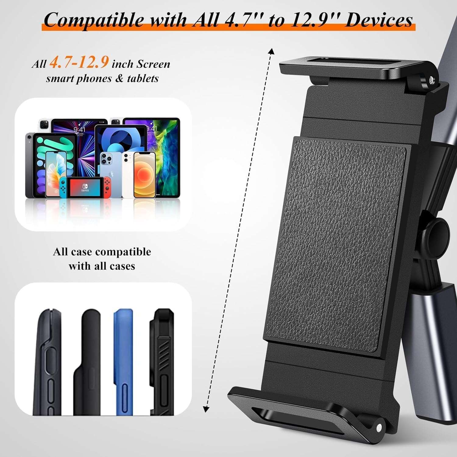 pora's Car Headrest Mount Tablet Holder Car Backseat Seat ipad Cell Phone Holder for Kids Universal 360° Rotating Adjustable for 4"-11" Tablet iPad Air iPad Mini Samsung Galaxy tabs Switch 6