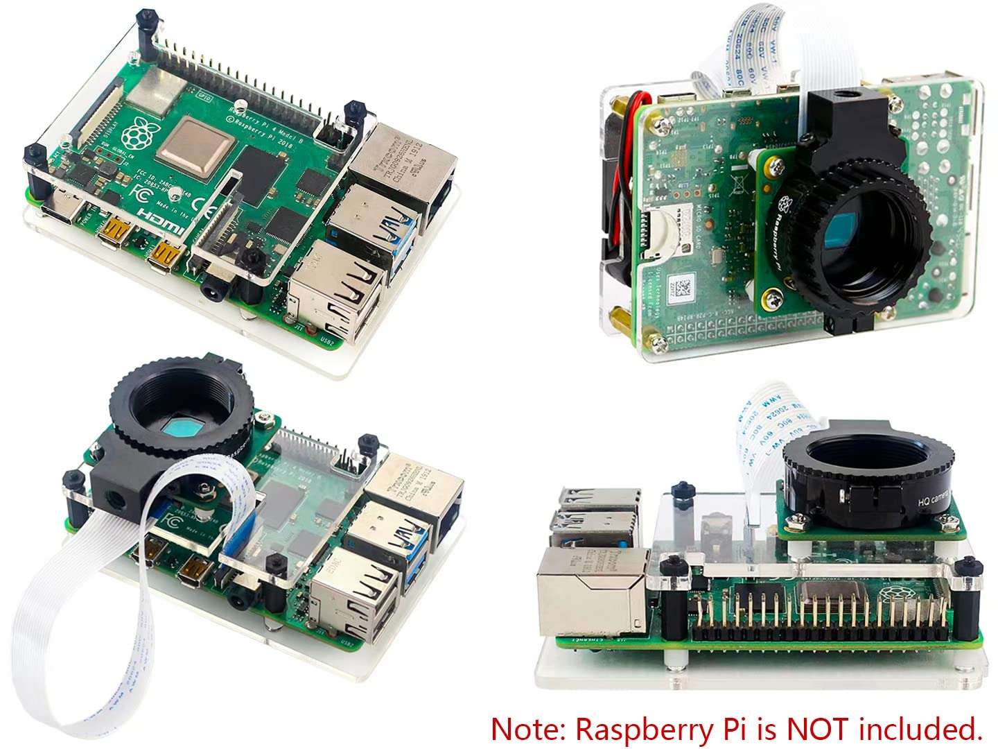 Raspberry Pi HQ Camera Module with Case for Raspberry Pi 4B/3B+/3B/2B/A+/Zero/W/Zero WH,12.3MP IMX477 Sensor Support C- and CS-Mount Lenses, Alternative for Raspberry Pi Camera Module V2 (8 Items) 4