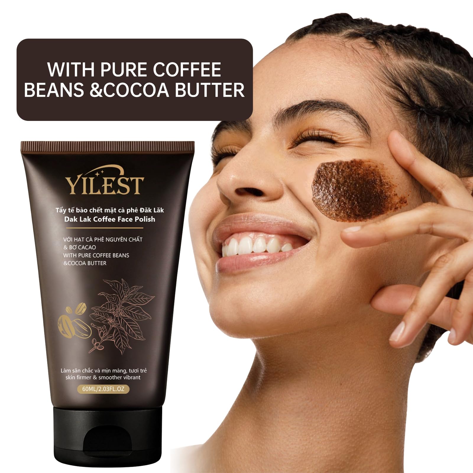 Coffee Body Scrub 4.05 oz - Moisturizing and Exfoliating Body, Face, Hand, Foot Scrub - Fights Stretch Marks, Fine Lines, Wrinkles - Great Gifts for Women & Men (1PC, Coffee Face Scrub) 3