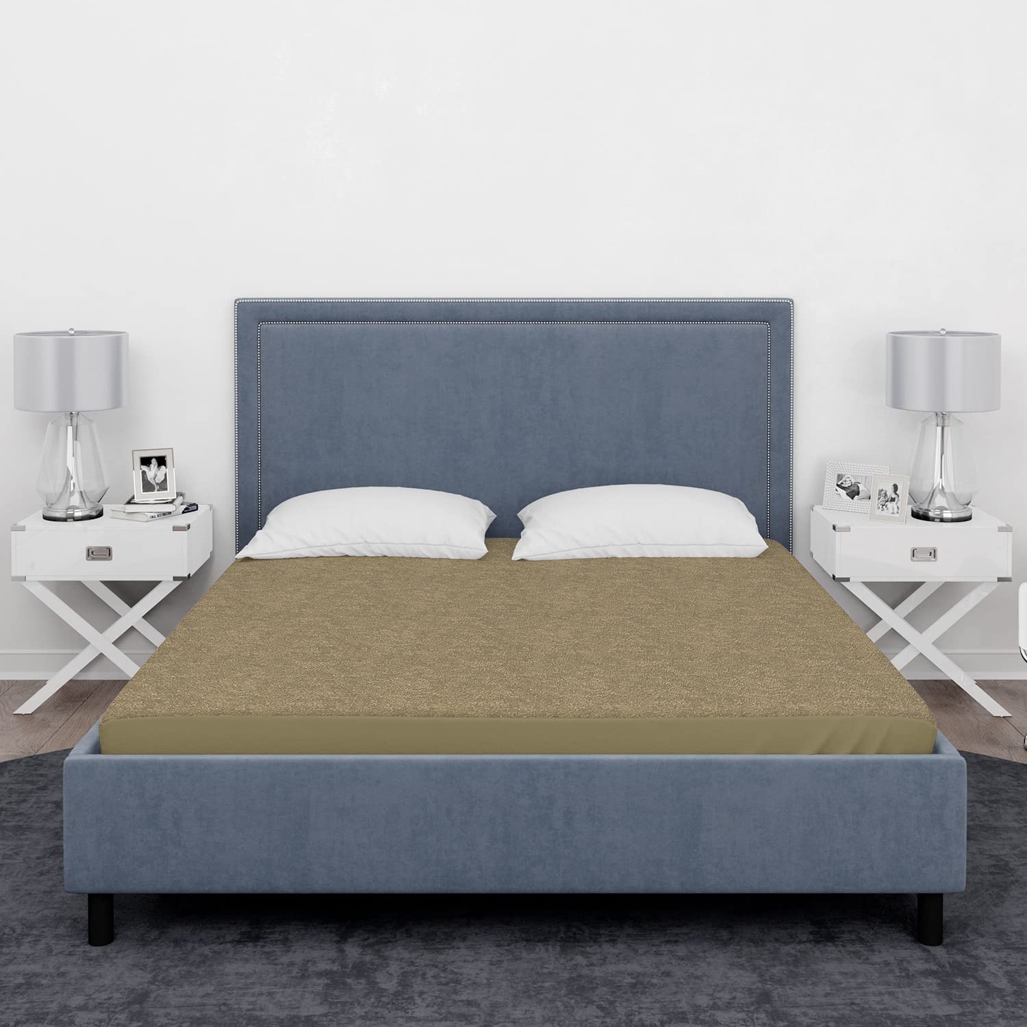 Sassoon Laika Queen Size Mattress Protector 78" X 60" (Pack of 1, Beige) Ultra Soft Waterproof & Dustproof Breathable Bed Mattress Cover for Comfort & Protection Terry Cotton 4