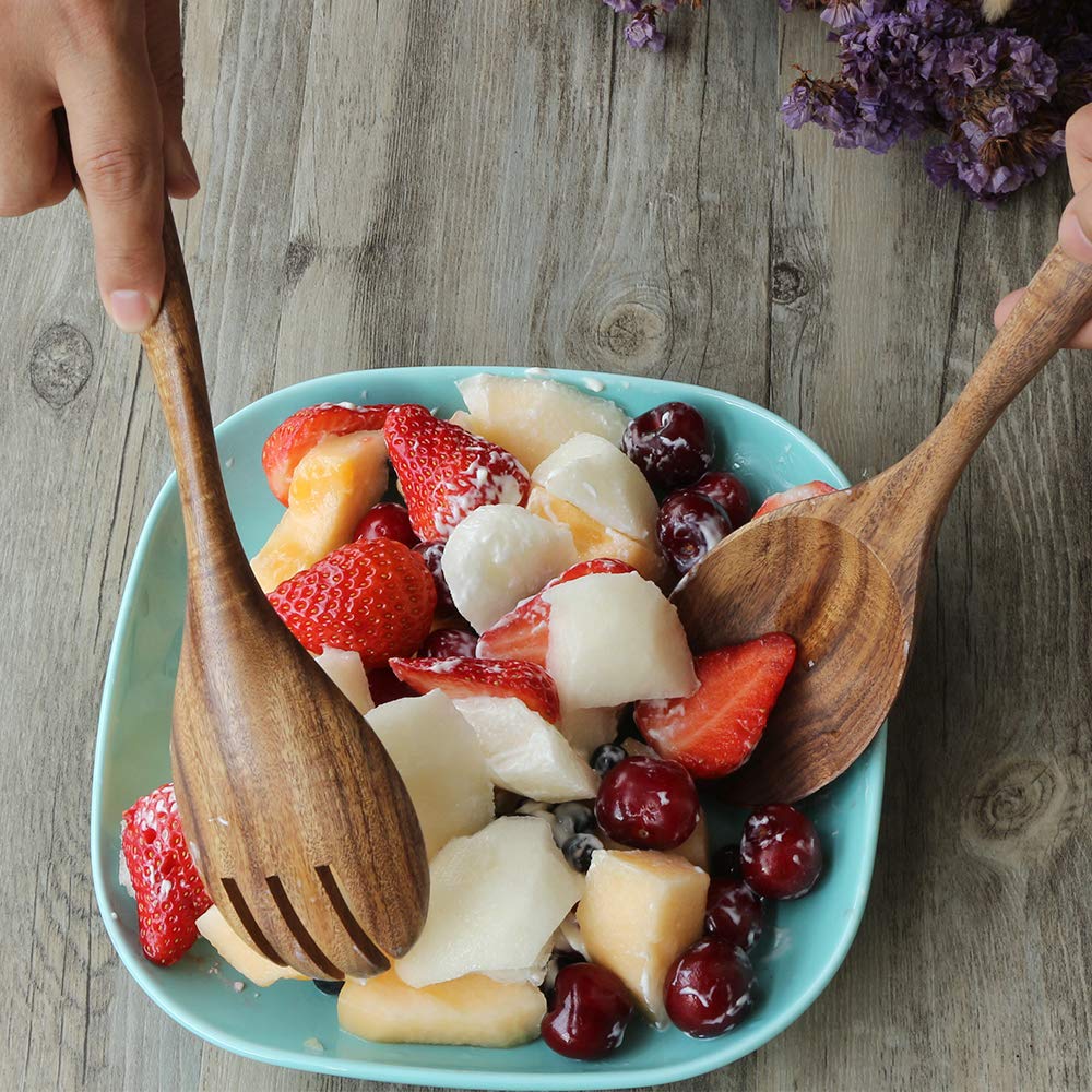 Wooden Spoons for Cooking, ADLORYEA Wood Kitchen Utensils Set, Natural Teak Wooden Cooking Utensils set for Nonstick Cookware, 7-Piece Sturdy Eco-friendly and Healthy Wooden Spatula for Cooking 5