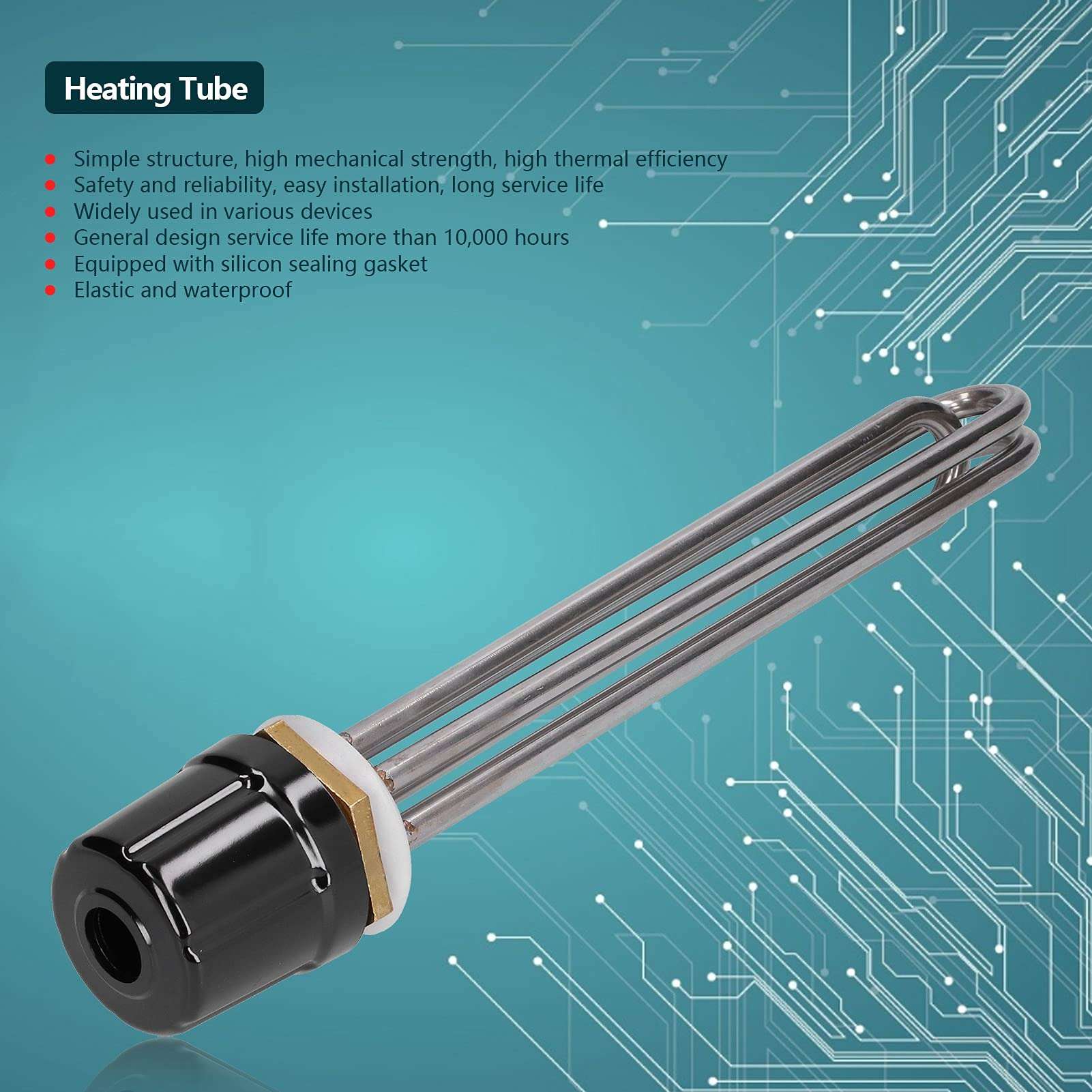 Electric Heating Rod, Submersible Water Heater Element Portable Insulation AC220/380V for Incubator for Steam Table for Greenhouse(3KW, 1.5"BSP) 5