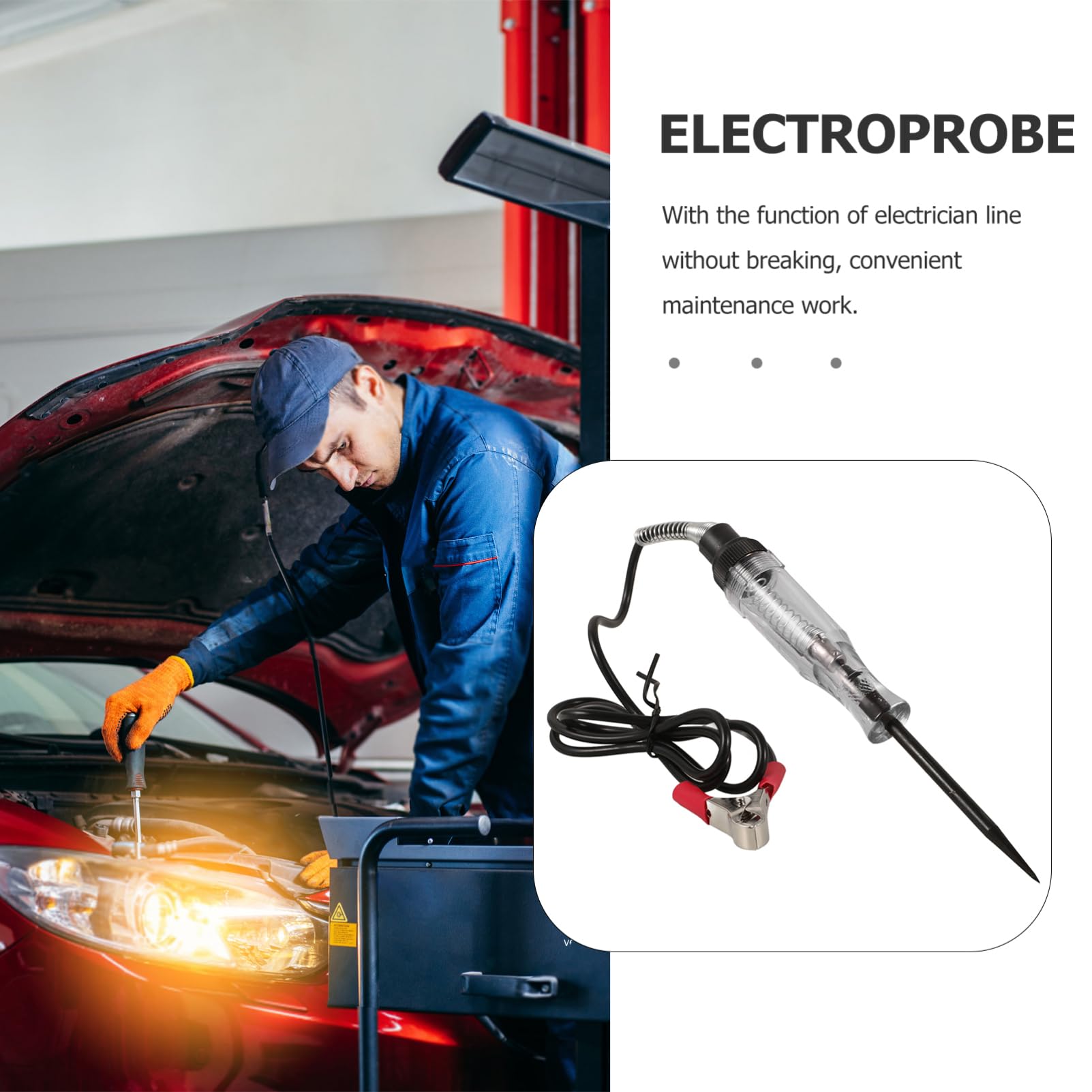 Unomor 12V Automotive Circuit Tester Electrician Voltage Sensitivity Tester Wire Tester Tool for Car Electrical Systems LED Indicator for Easy Testing of Automotive Circuits 4