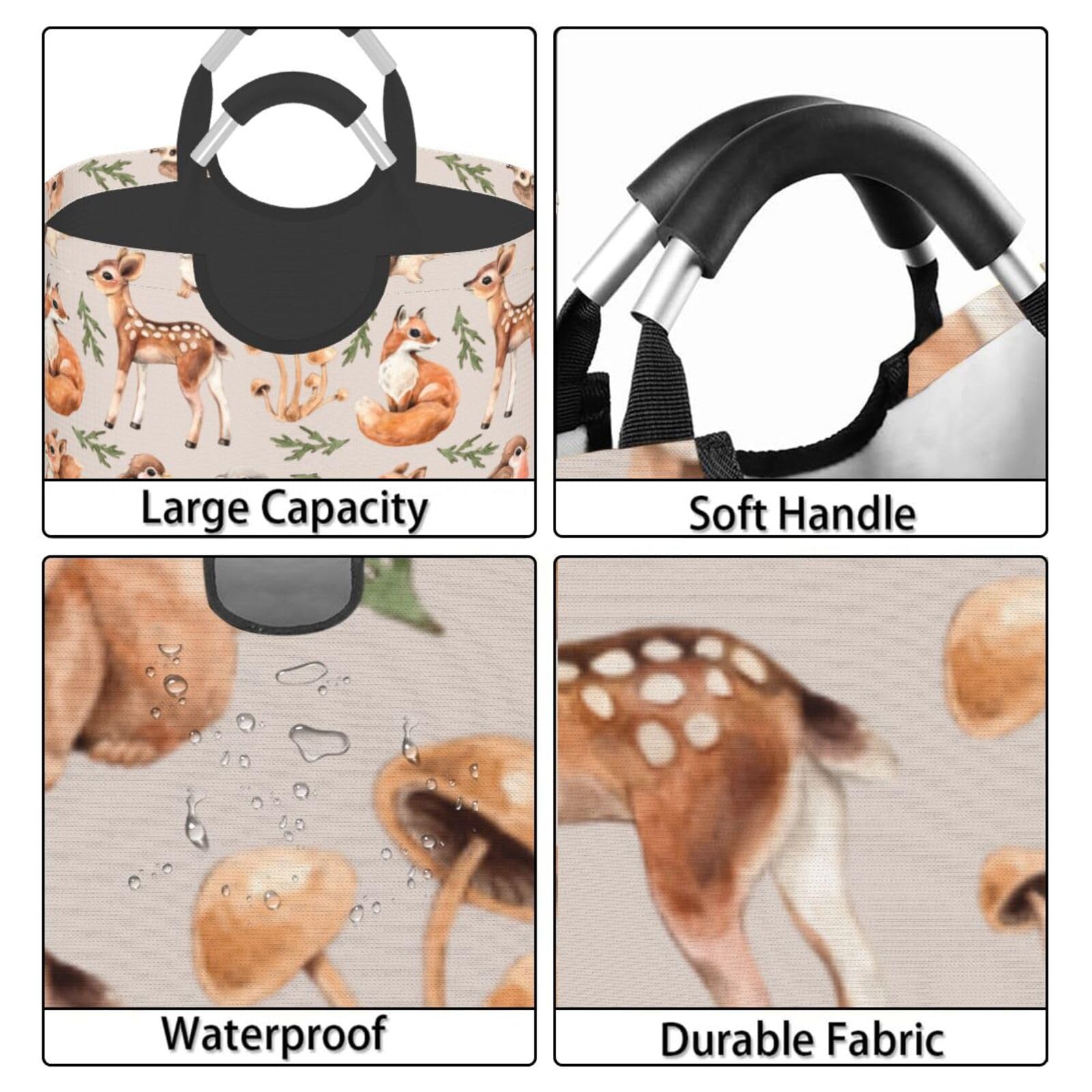 Gbuzozie Forest Little Animals Laundry Hamper Deer Squirrel Fox Hedgehog Bird Storage Basket Toys Clothes Organizer Bin For Home Bathroom Bedroom Dorm Nursery, 52l 4