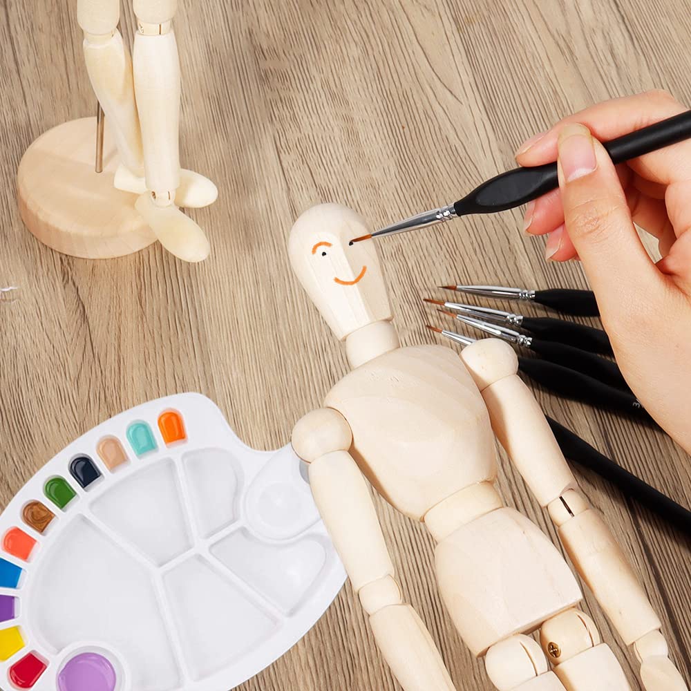 2Pcs 12' Wood Poseable Mannequin,Artists Wooden Manikin Jointed Mannequin,Mini Art Figure Drawing Model with Base and Flexible Body,Perfect for Home Decoration or Drawing The Human Figure 5
