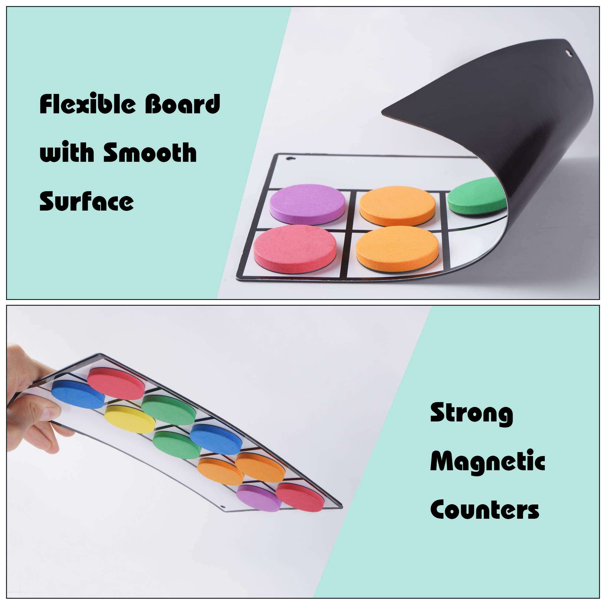 Magnetic Ten-Frame Set, 6 Ten Frames and 60 Colorful Magnetic Math Counters for Kids, Math Manipulatives for Elementary Kindergarten & Classroom, Math Games Educational Home Learning Toys 6