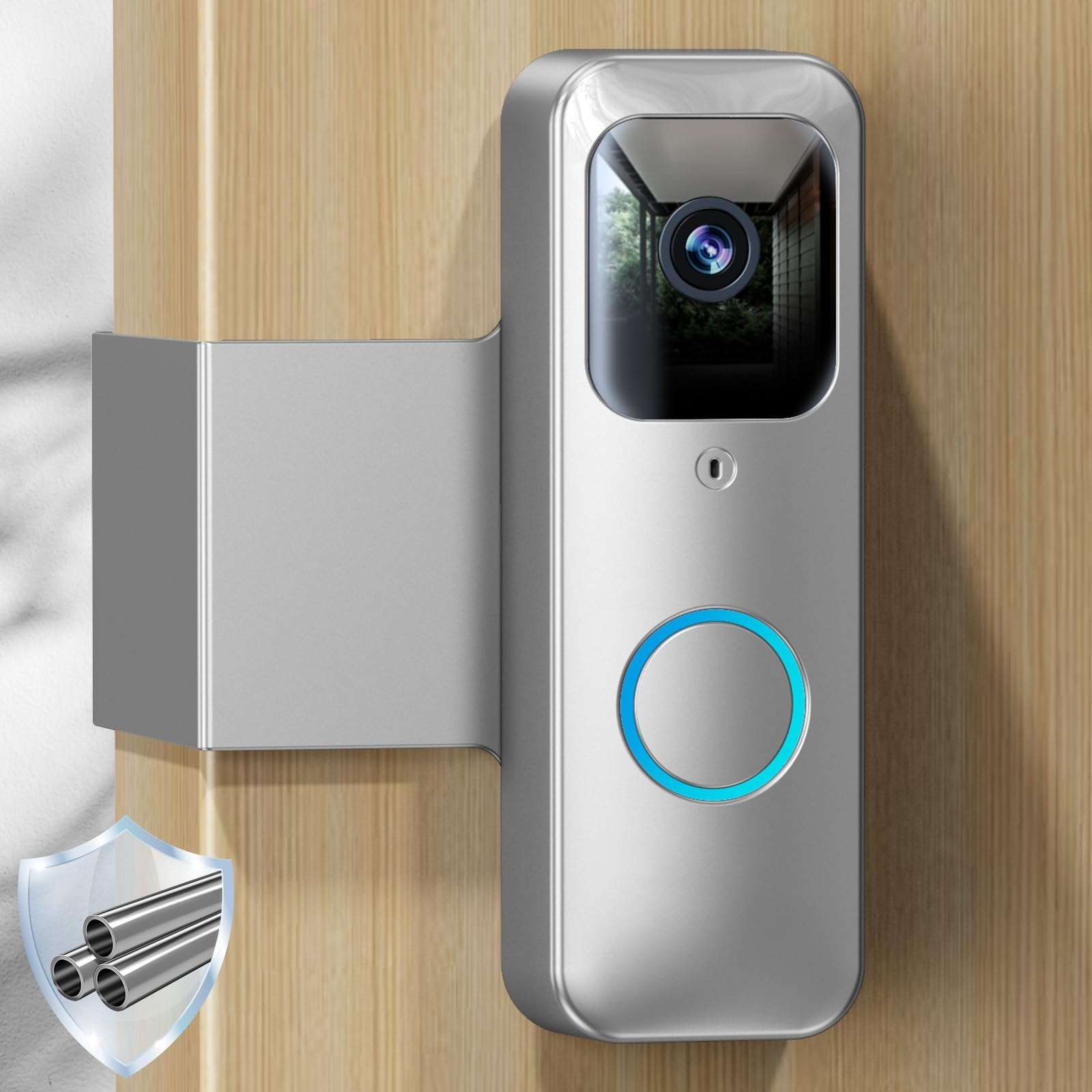 NANW Blink Doorbell Mount, Full-Metal Anti-Theft Doorbell Camera Mount, No-Drill and Not Block Motion Sensor Bracket, Blink Aluminum Alloy Video Doorbell Holder for Home/Apartment/Dorm,Silver 1