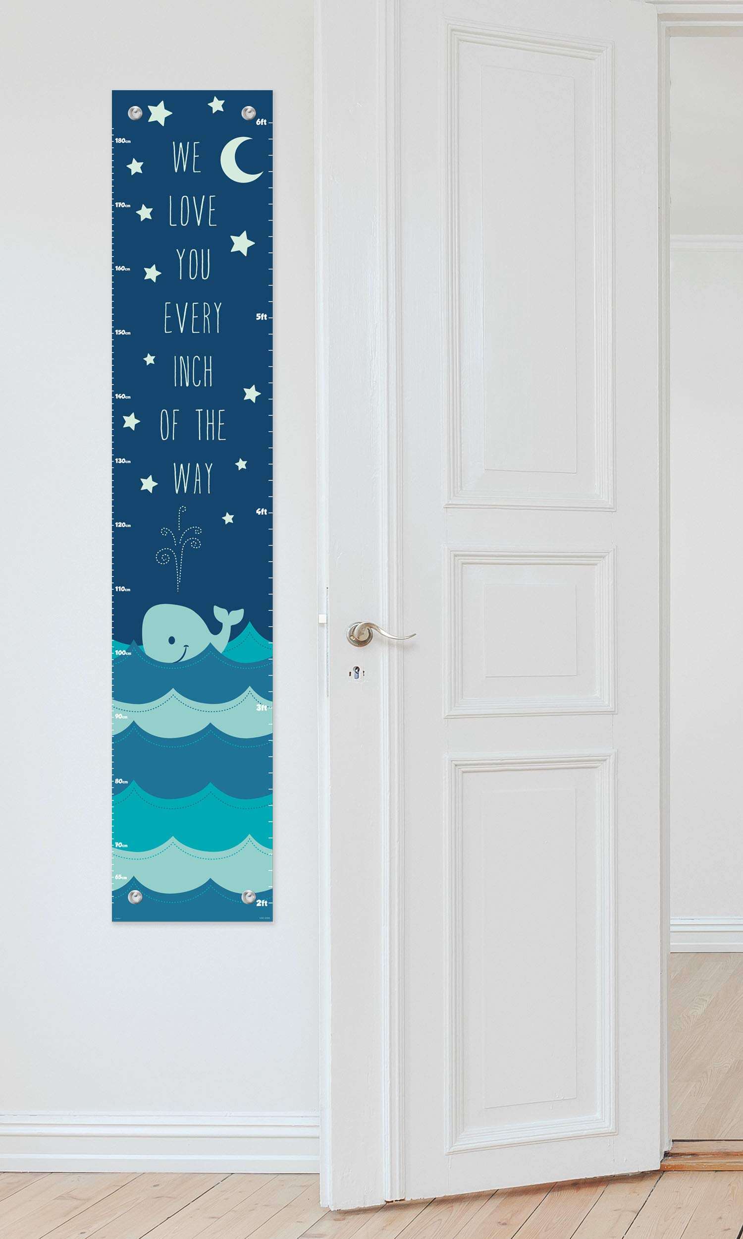 Nautical Gifts for Kids Love You Every Inch of The Way Aquatic Decor Blue Whale Height Growth Chart 3