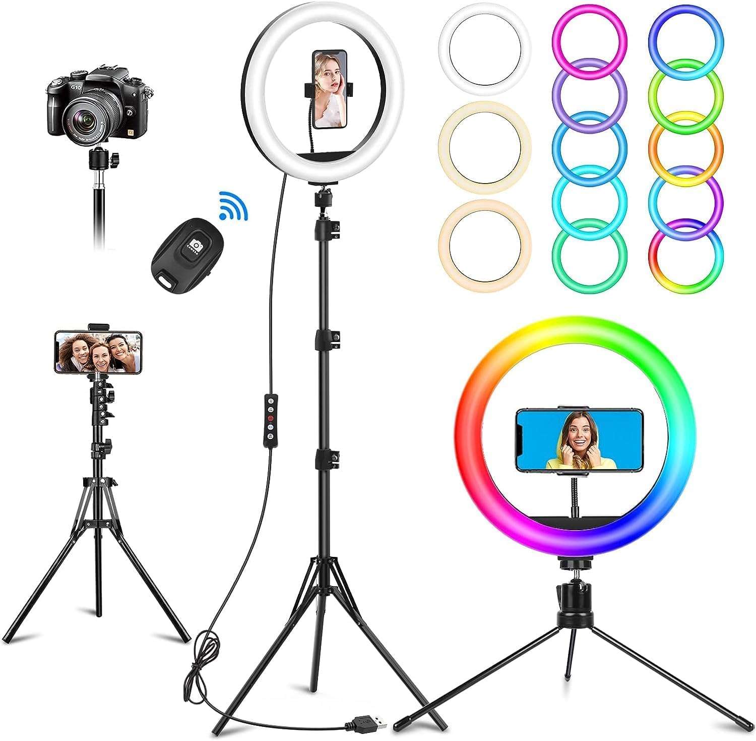 12" LED Ring Light with 62" Adjustable Tripod for iPhone, Camera & Live Streaming – Dimmable Lighting for Makeup, Video Recording, YouTube, TikTok, Photography 1