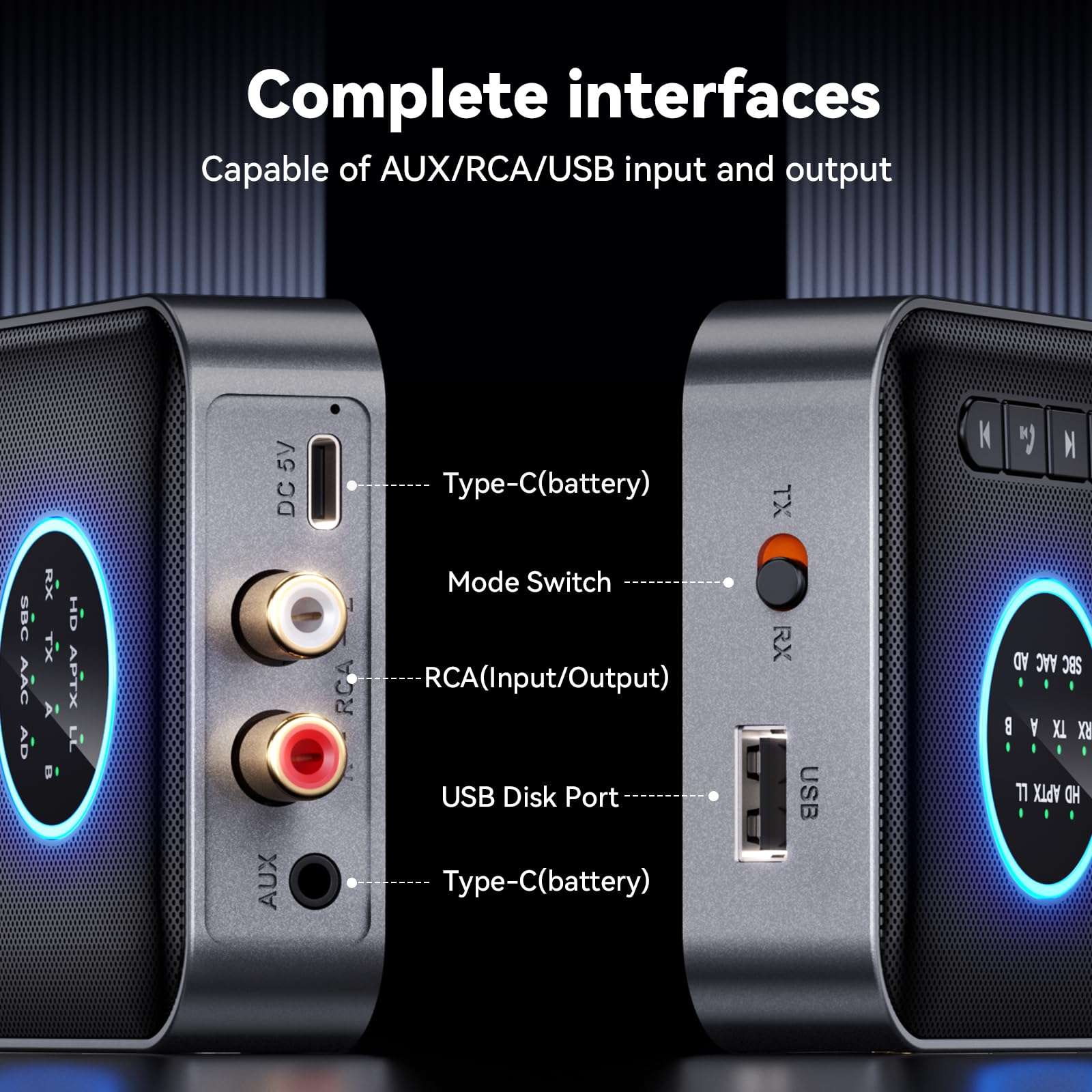 [Upgraded] MOREGAX M10 Pro+ Bluetooth Receiver Transmitter for TV/Home Stereo/Vintage Speakers/Music Streaming Sound System, Support aptX Low Latency Audio Adapter with USB, RCA, 3.5mm AUX in/Output 3