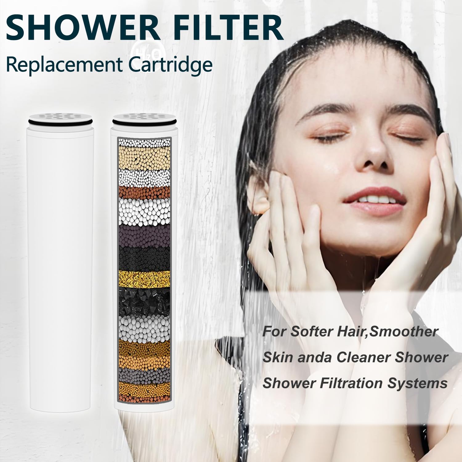 AWO 3 PACK Replacement Shower Head Filter Cartridge Compatible with Cobbe Handheld Showerhead,Multi Stage Shower Filtration Systems for Hard Water Reduces Chlorine,Fluoride and Harmful Substance 5