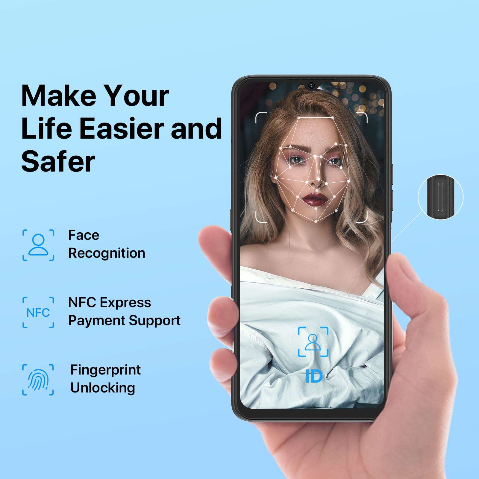 UMIDIGI Power 7 MAX Unlocked Cell Phone,6GB+128GB 10000mAh Battery,6.7" Full Screen + 48MP AI Triple Camera Android Smartphone,NFC,GPS,Face & Fingerprint,BLE 5.0, WiFi 2.4GHz/5GHz,Warranty,Black 6