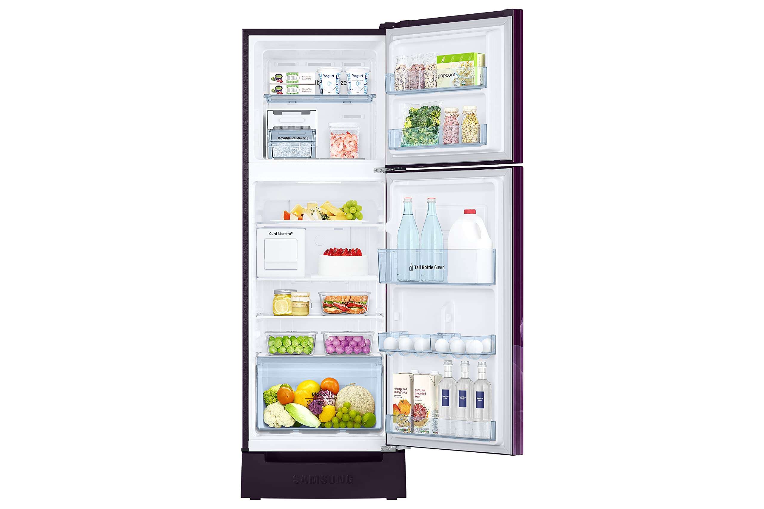 Samsung 244 L 2 Star Inverter Frost Free Double Door Refrigerator (RT28A3C22CR/HL, Camellia Purple, Base Stand with Drawer, Curd Maestro, Convertible, 2022 Model) 4