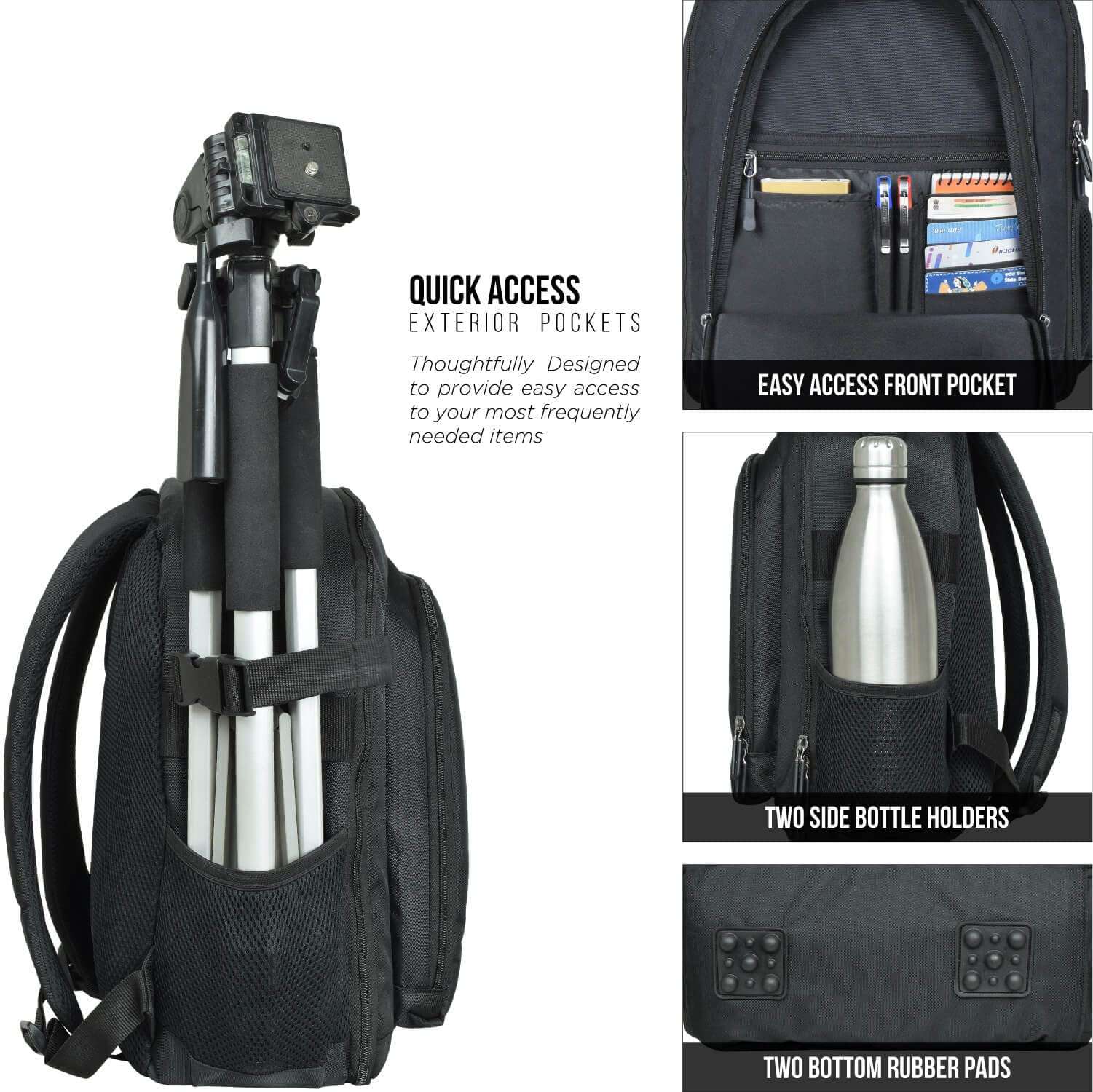 FATMUG Camera Backpack for DSLR, Lens, Accessories and Laptop (13"), Tripod Holder (Black) 5