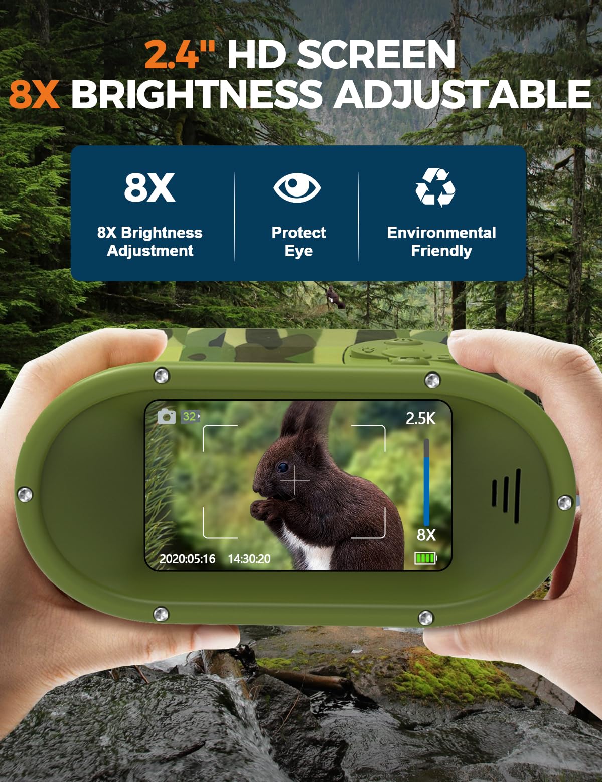 VISIOGEAR Night Vision Binoculars for Kids, Christmas Birthday Gifts for Toddle Girls Boys, 2.5K UHD Night Vision Goggles with Flashlight, Kids Camera Includes 32GB TF Card to Save Photo and Video 4